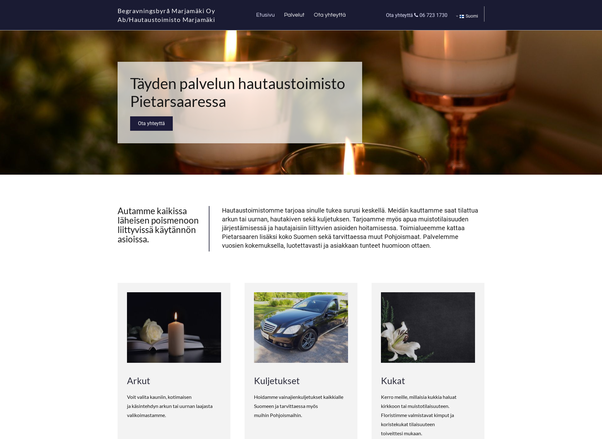 Skärmdump för hautaustoimistomarjamäki.fi