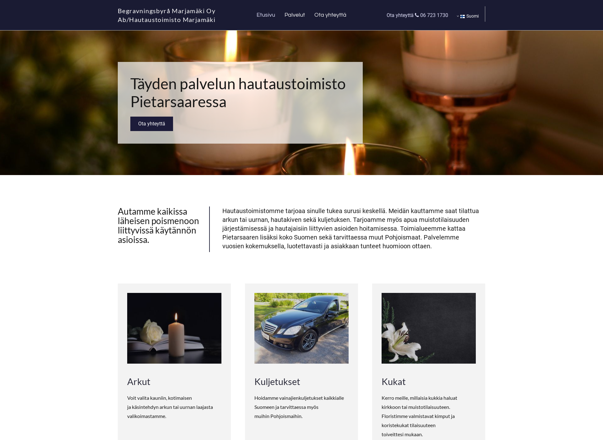 Screenshot for hautaustoimistomarjamäki.fi