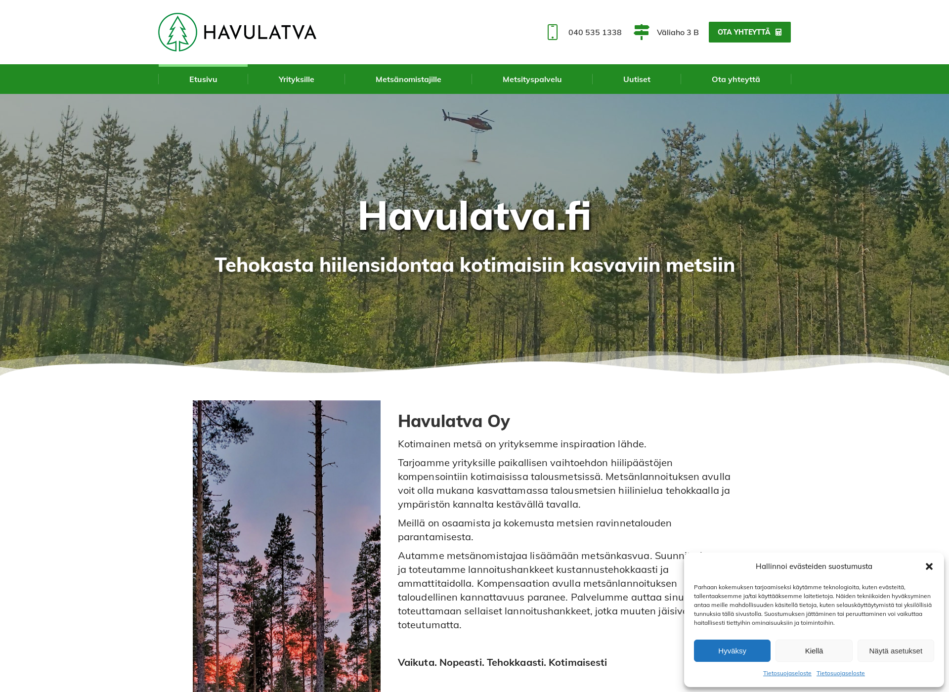 Skärmdump för havulatva.fi