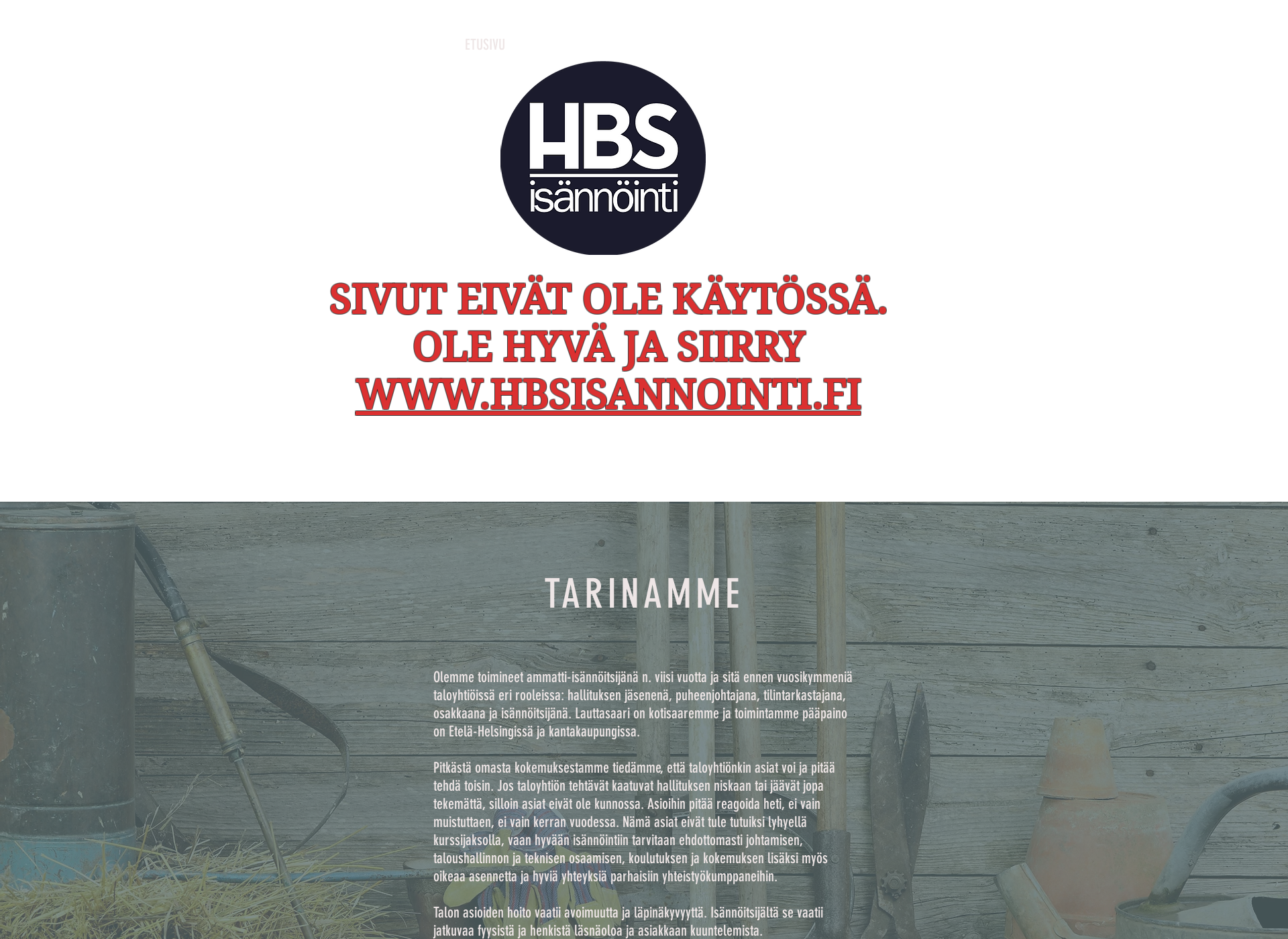 Skärmdump för hbs-isannointi.fi