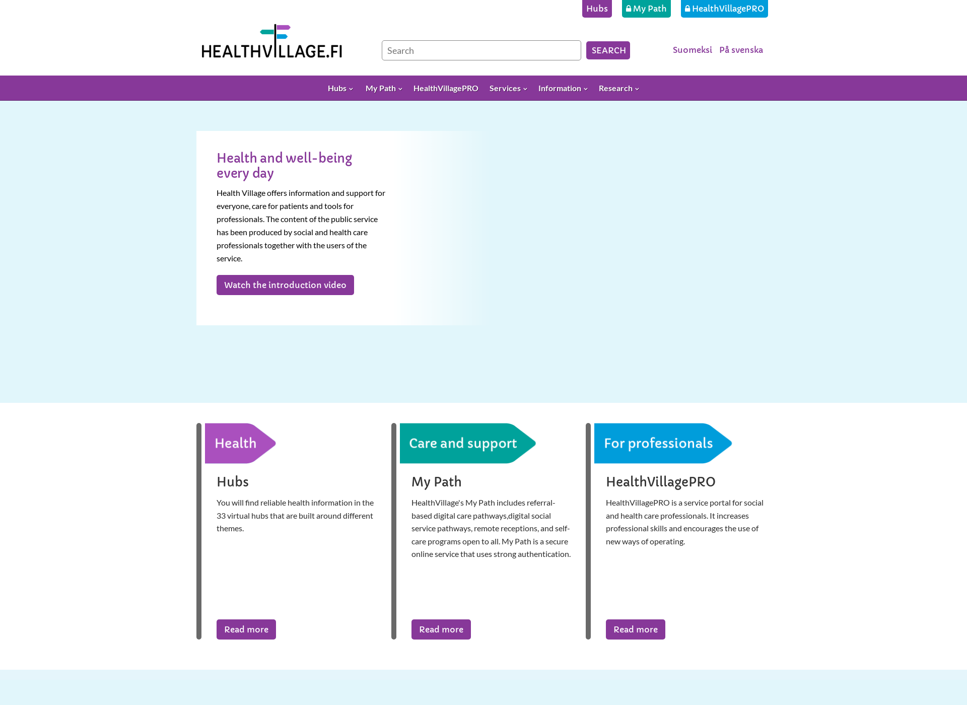 Screenshot for healthvillage.fi
