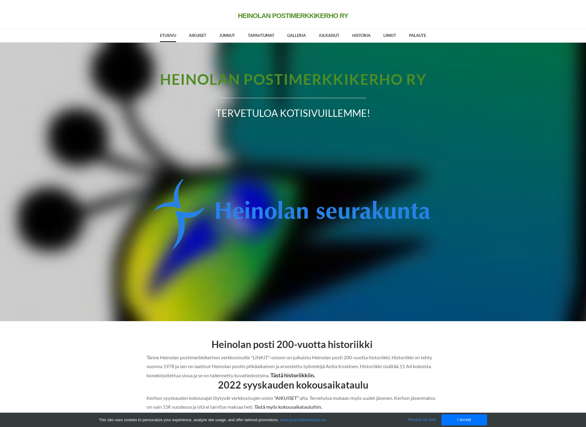 Skärmdump för heinolanpostimerkkikerho.fi