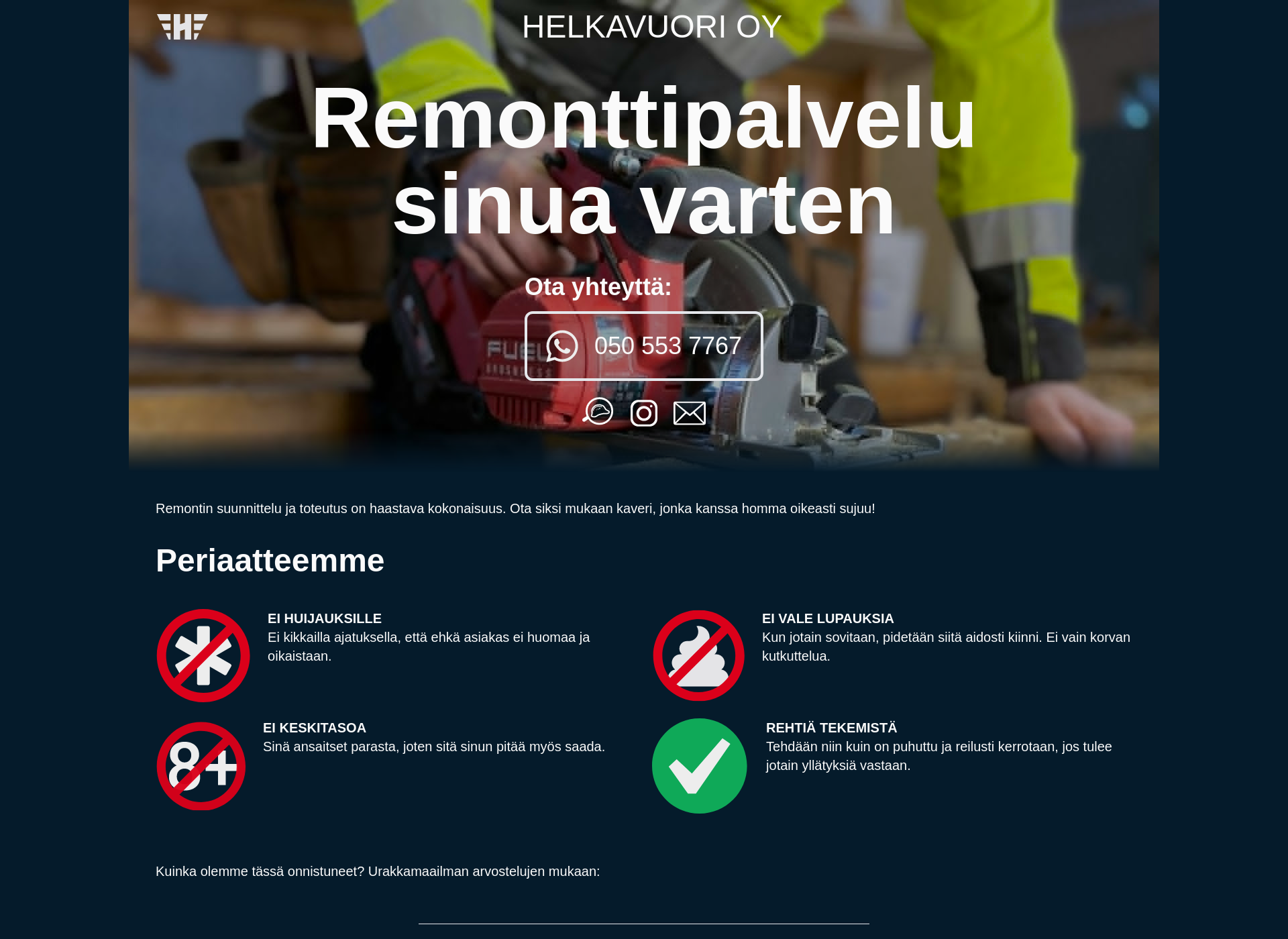 Skärmdump för helkavuorioy.fi