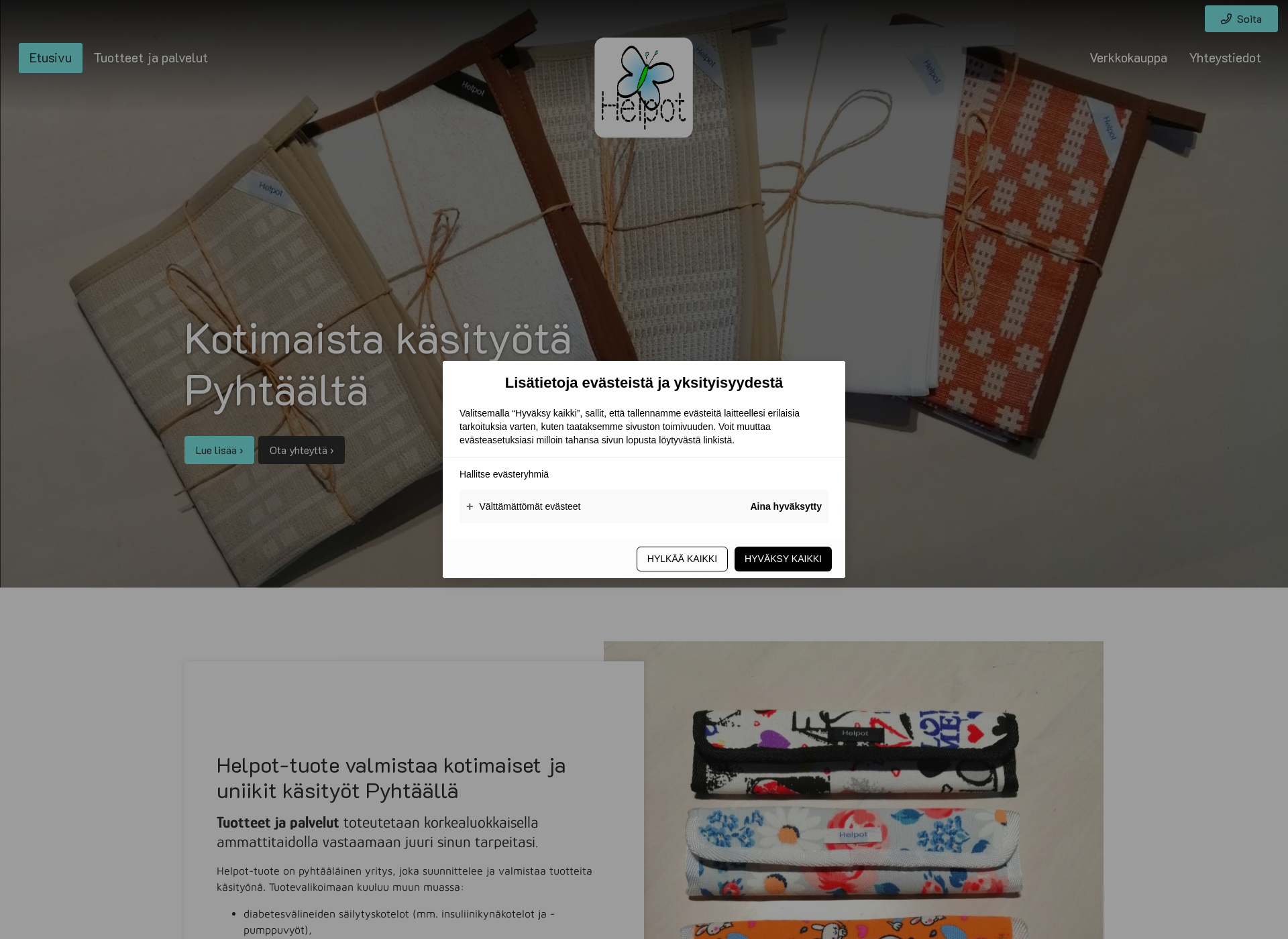 Skärmdump för helpot-tuote.fi