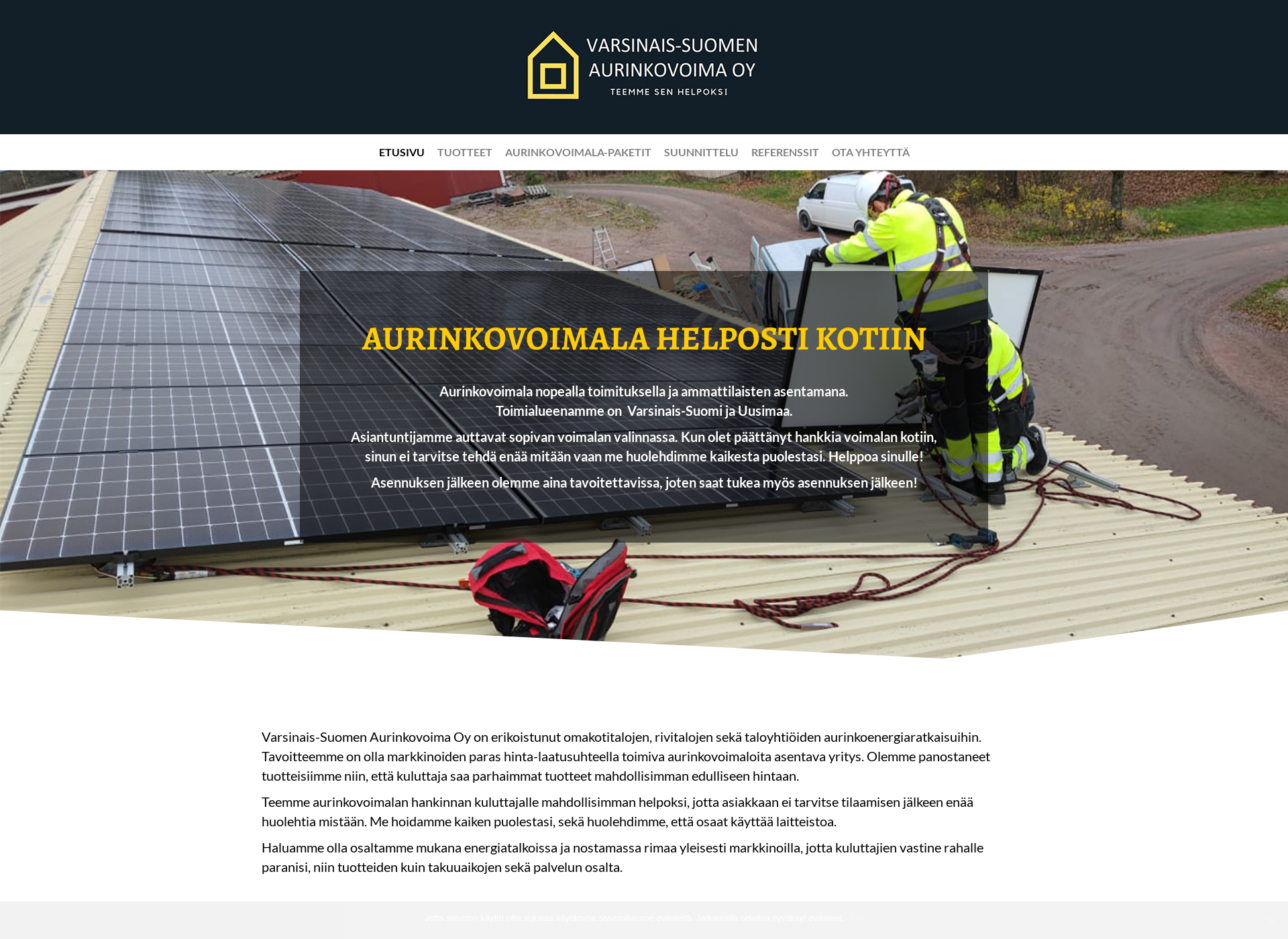 Skärmdump för helppoaurinkovoima.fi