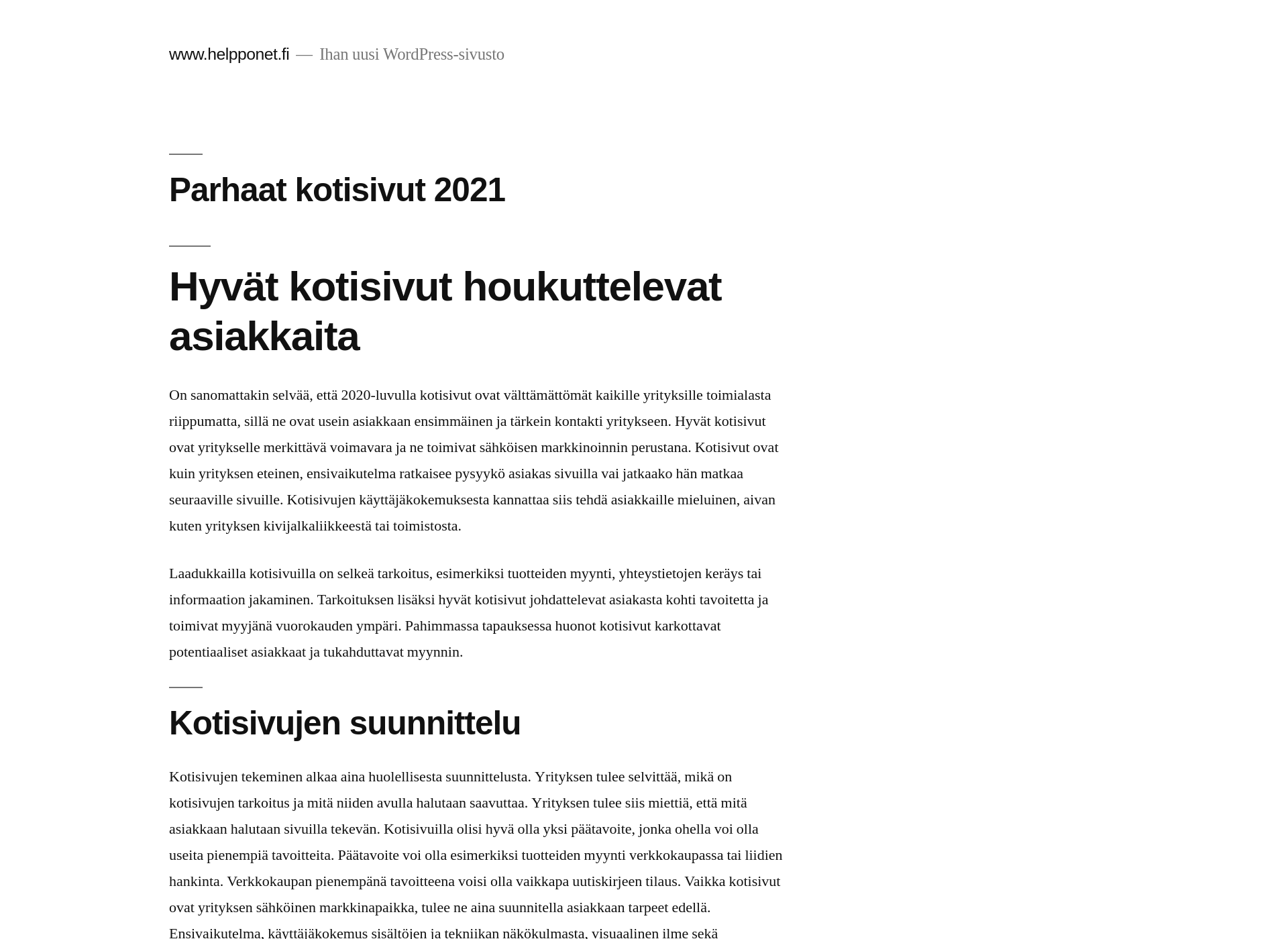 Skärmdump för helpponet.fi