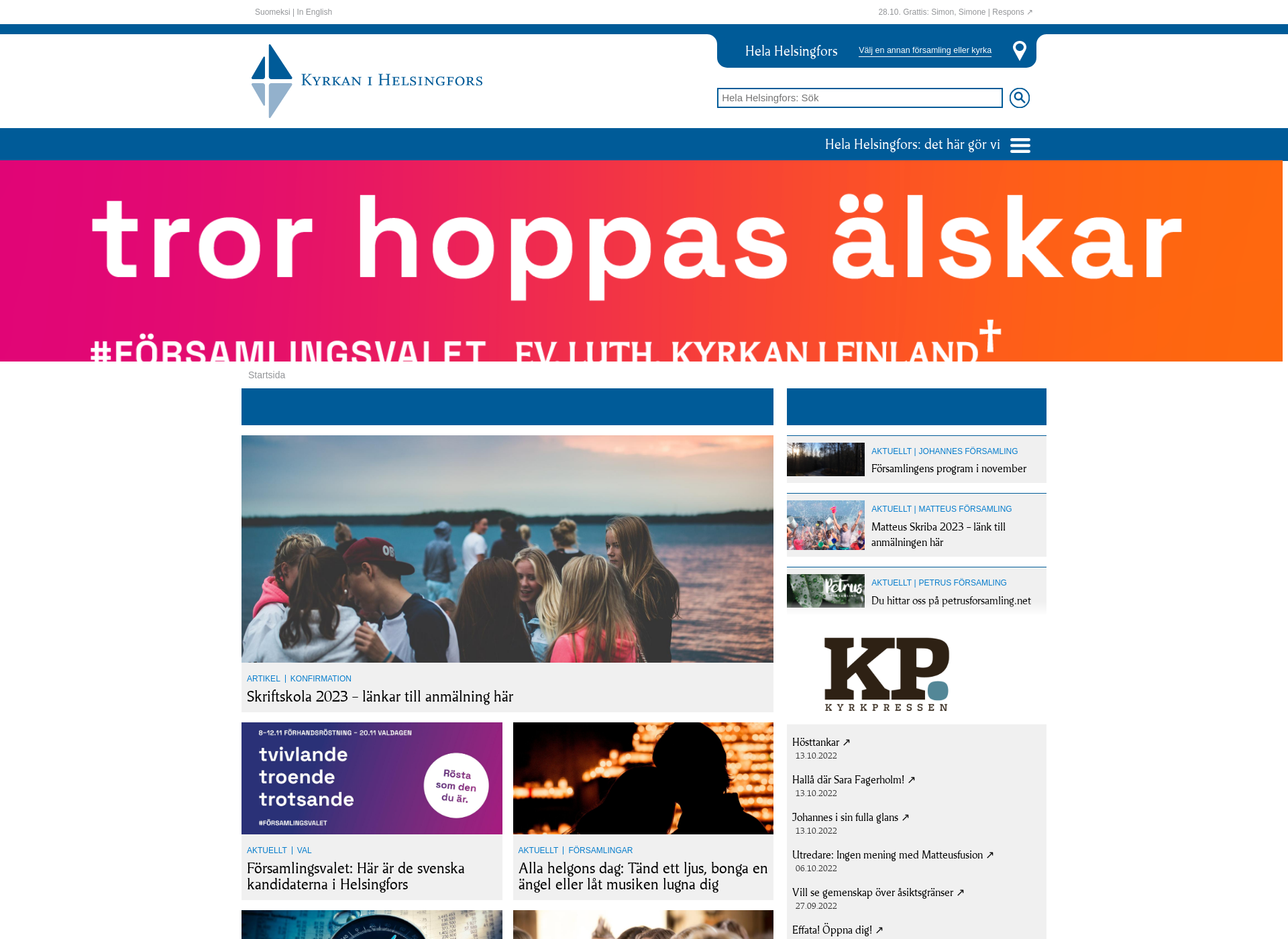 Näyttökuva helsingforsförsamlingar.fi