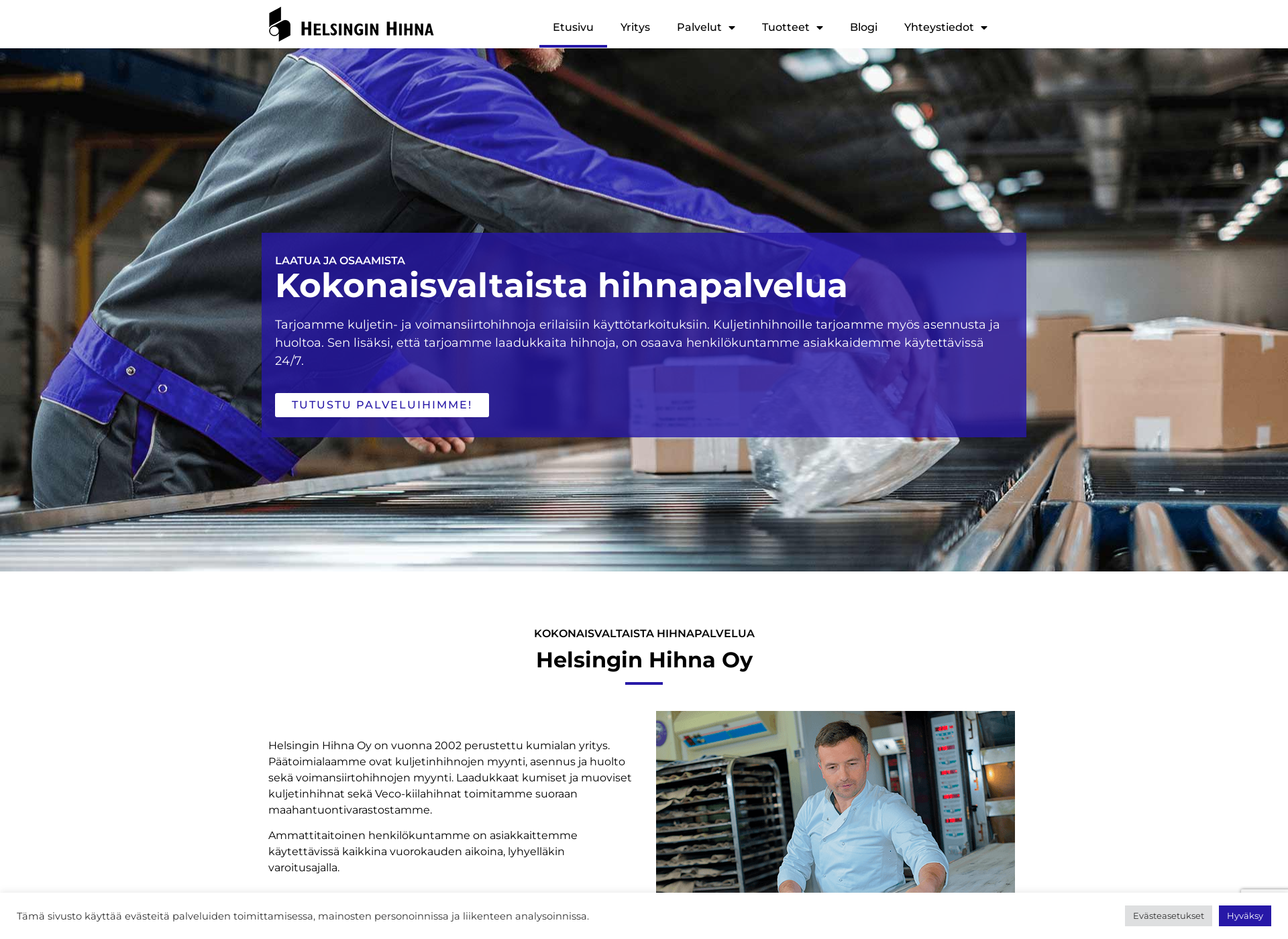 Skärmdump för helsinginhihna.fi