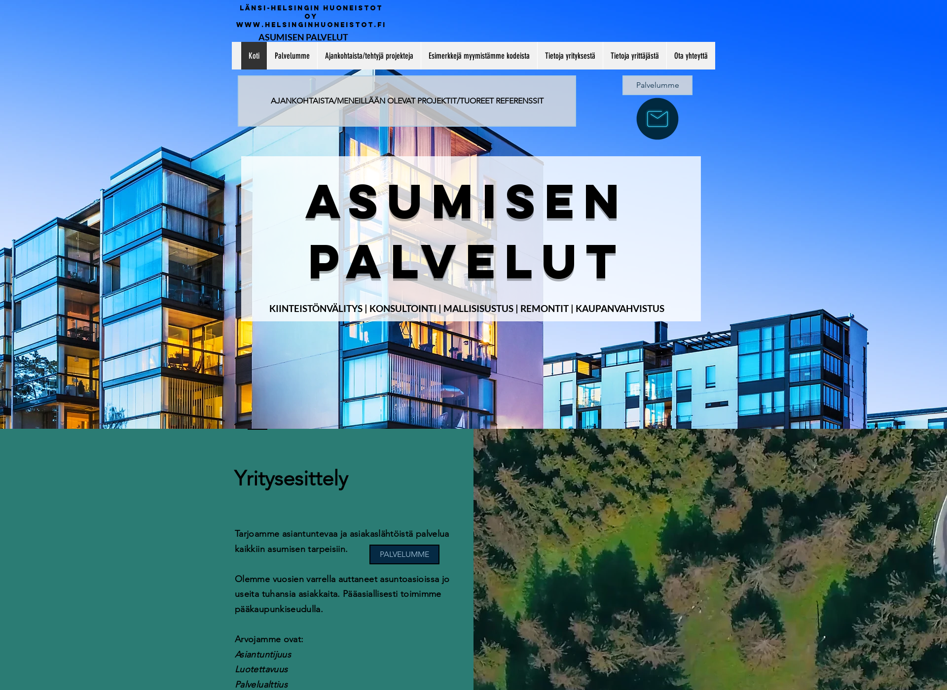 Skärmdump för helsinginhuoneistot.fi