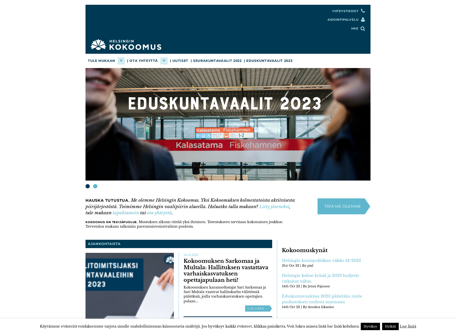Skärmdump för helsinginkokoomus.fi