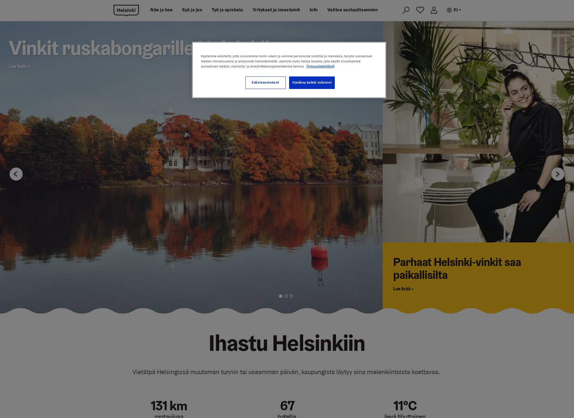 Skärmdump för helsinginmatkailu.fi