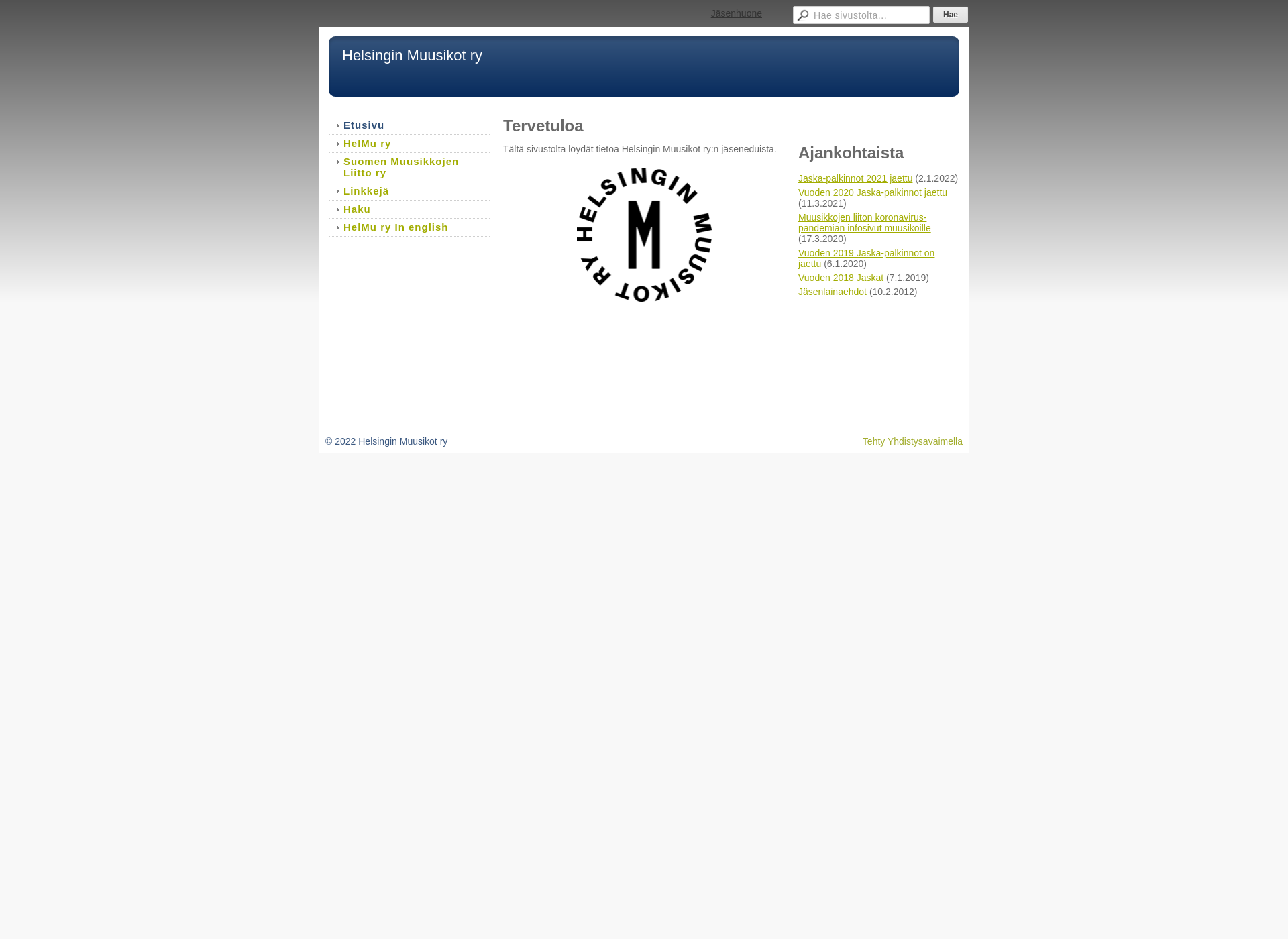 Screenshot for helsinginmuusikot.fi