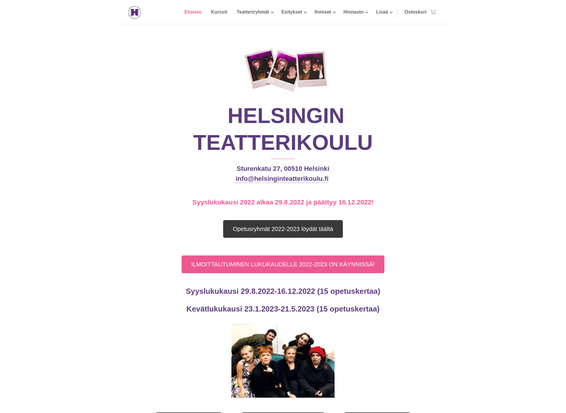 Skärmdump för helsinginteatterikoulu.fi