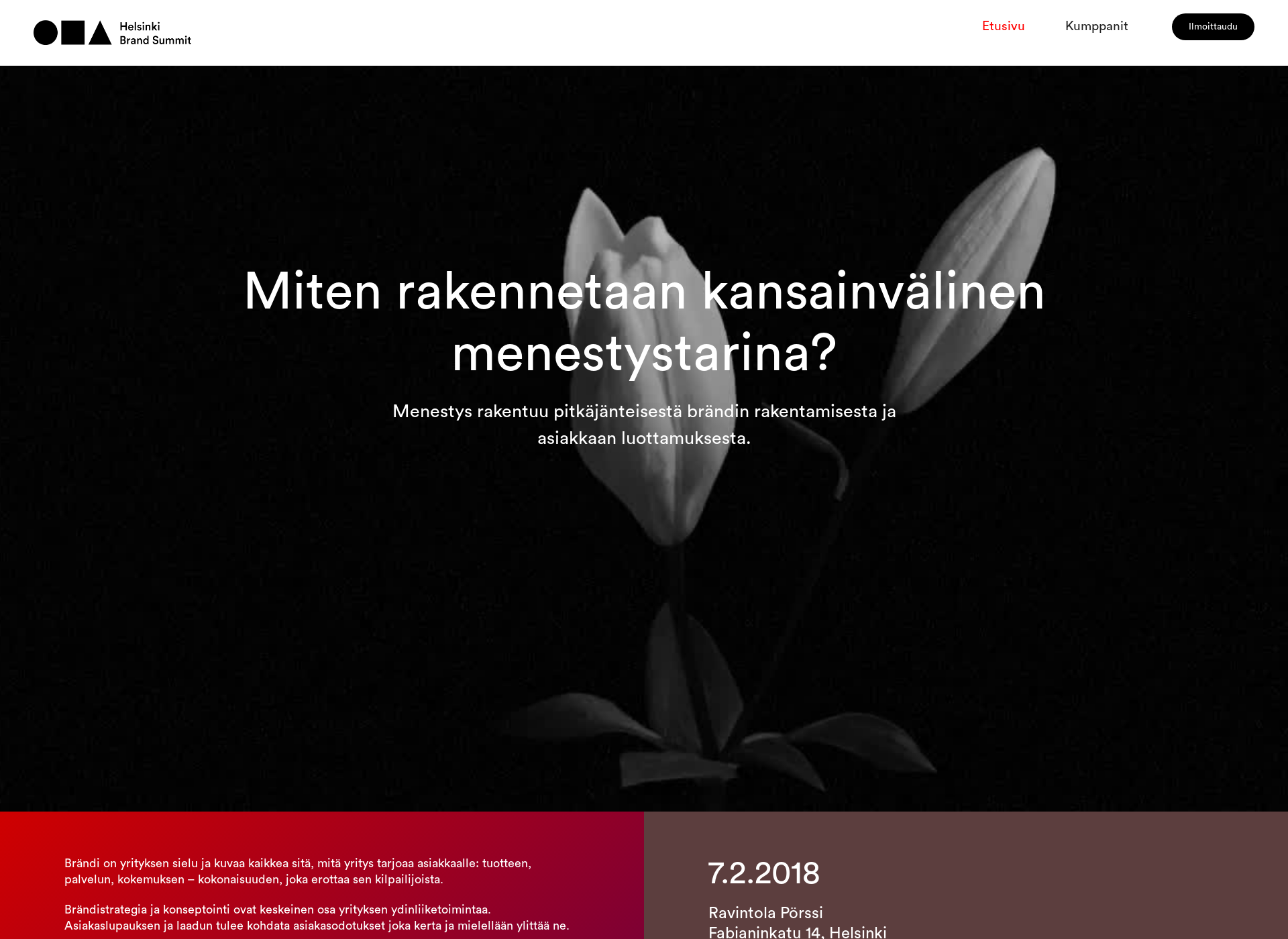 Screenshot for helsinkibrandsummit.fi