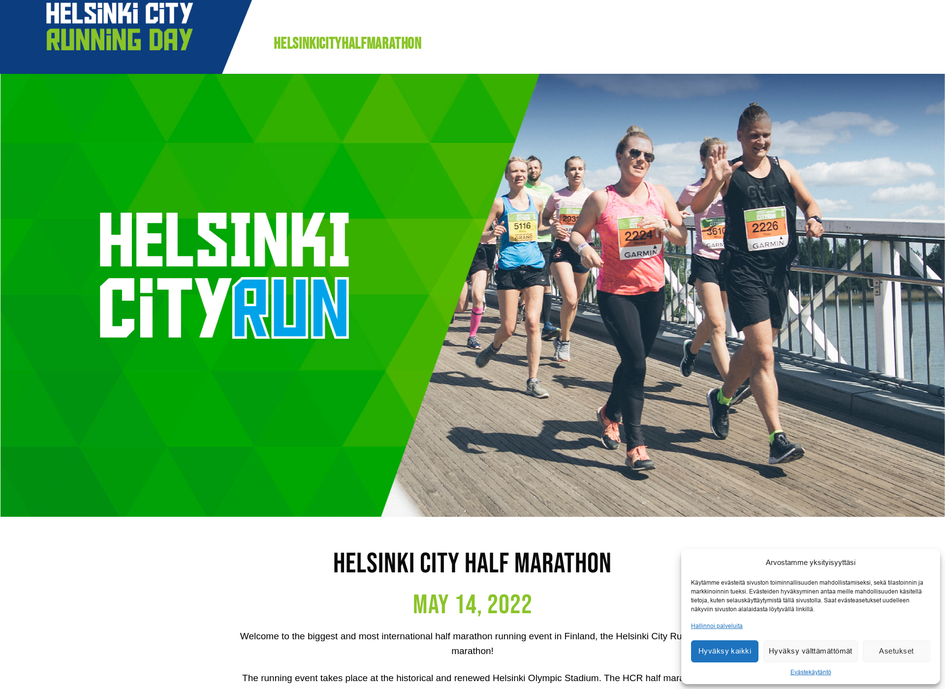 Näyttökuva helsinkicityhalfmarathon.fi