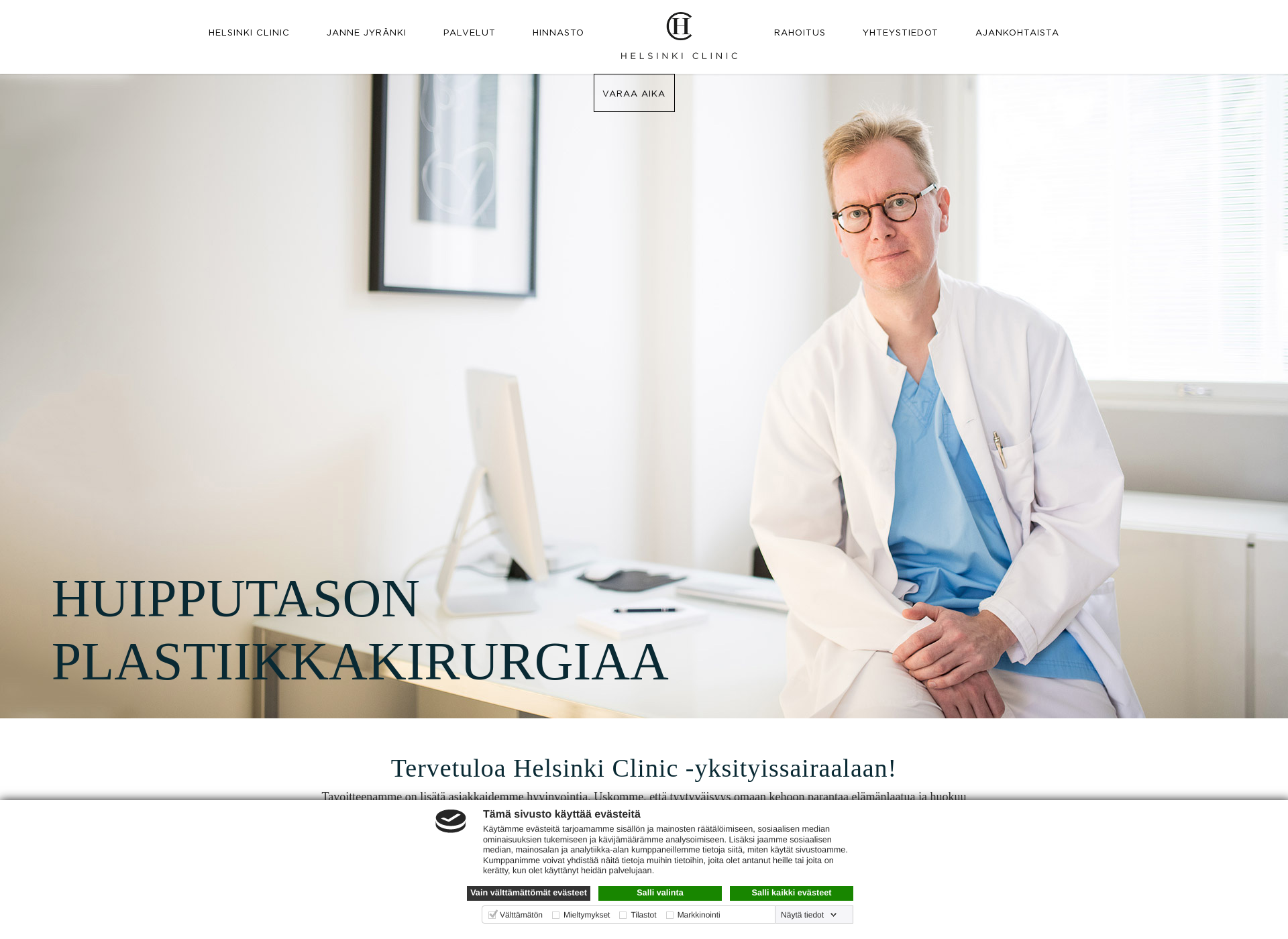 Skärmdump för helsinkiclinic.fi
