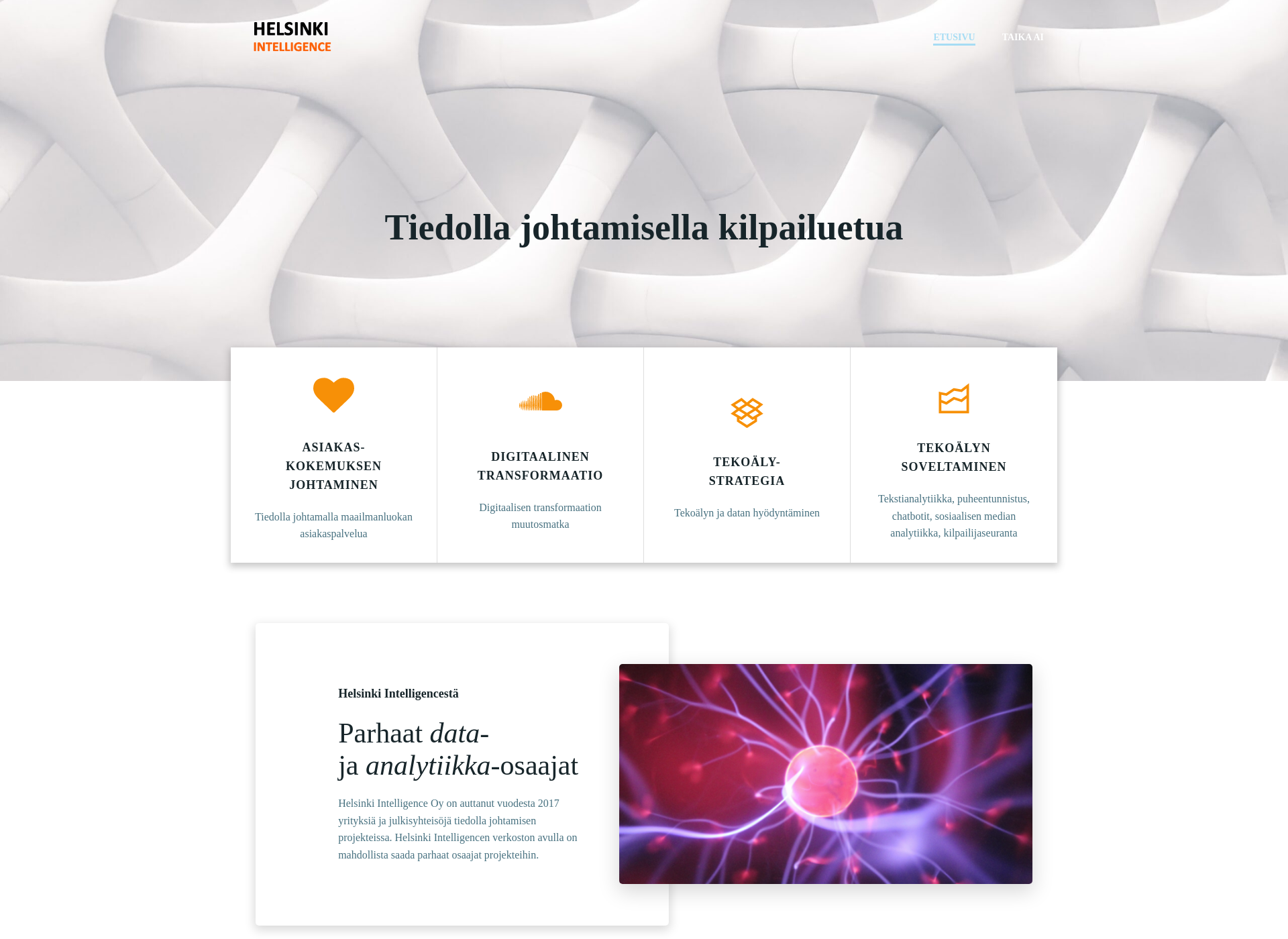 Skärmdump för helsinkiintelligence.fi