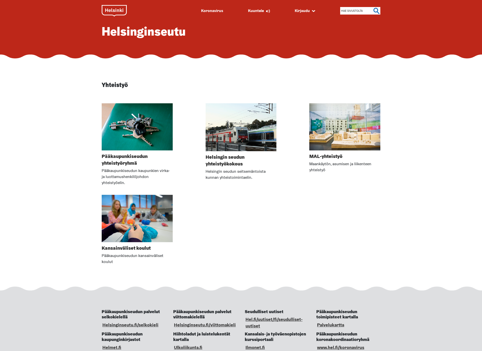 Screenshot for helsinkiregion.fi