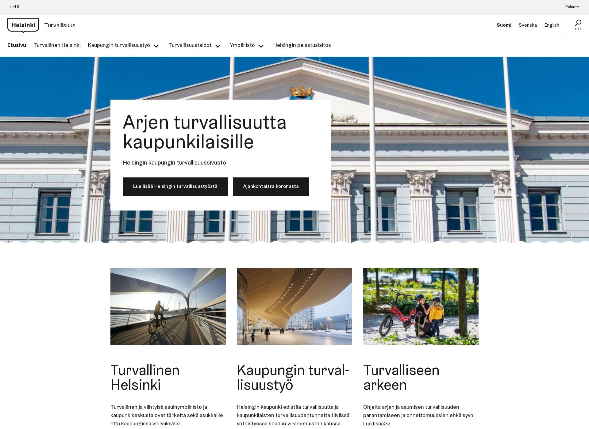 Skärmdump för helsinkisafety.fi