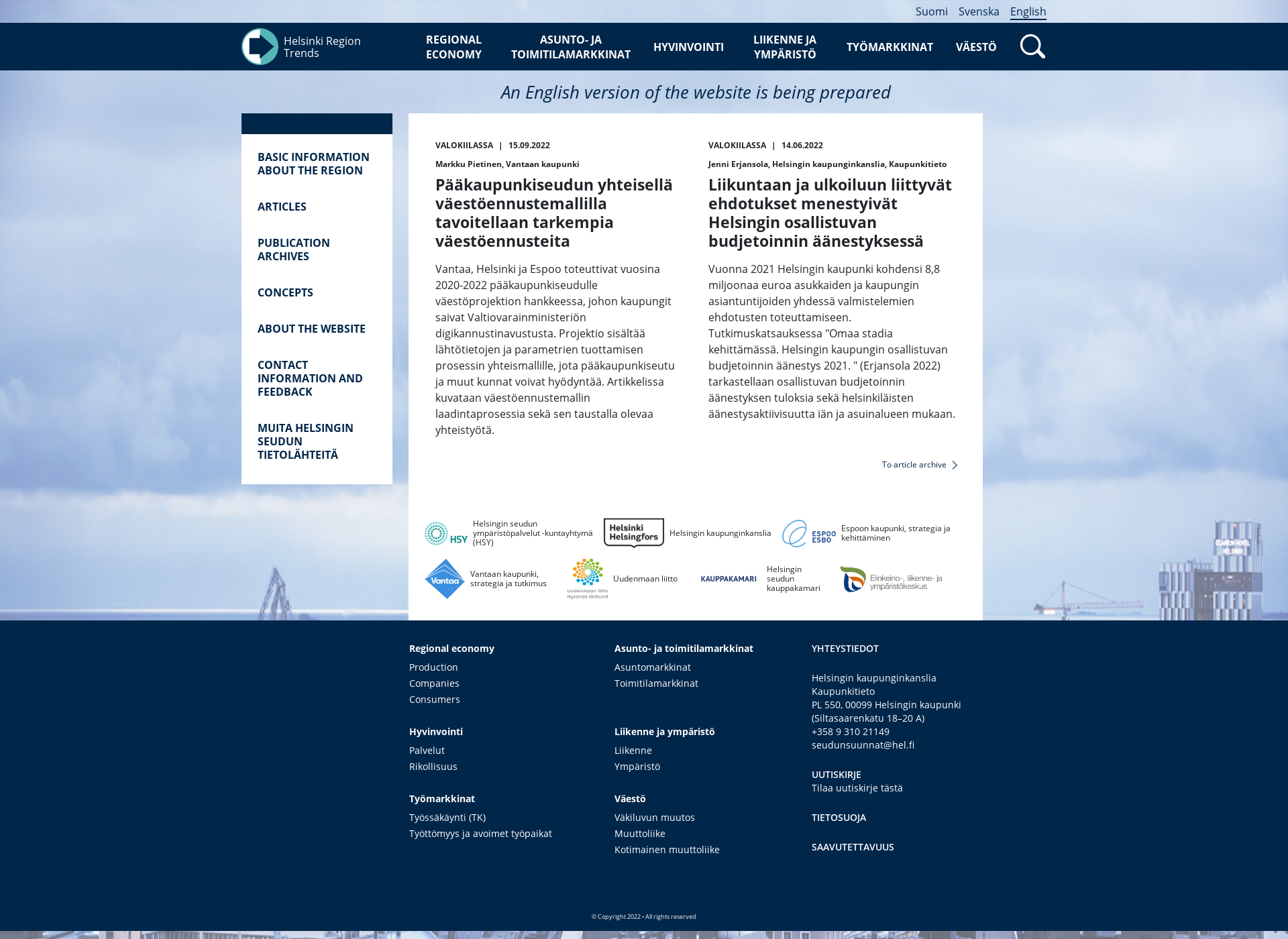 Skärmdump för helsinkitrends.fi