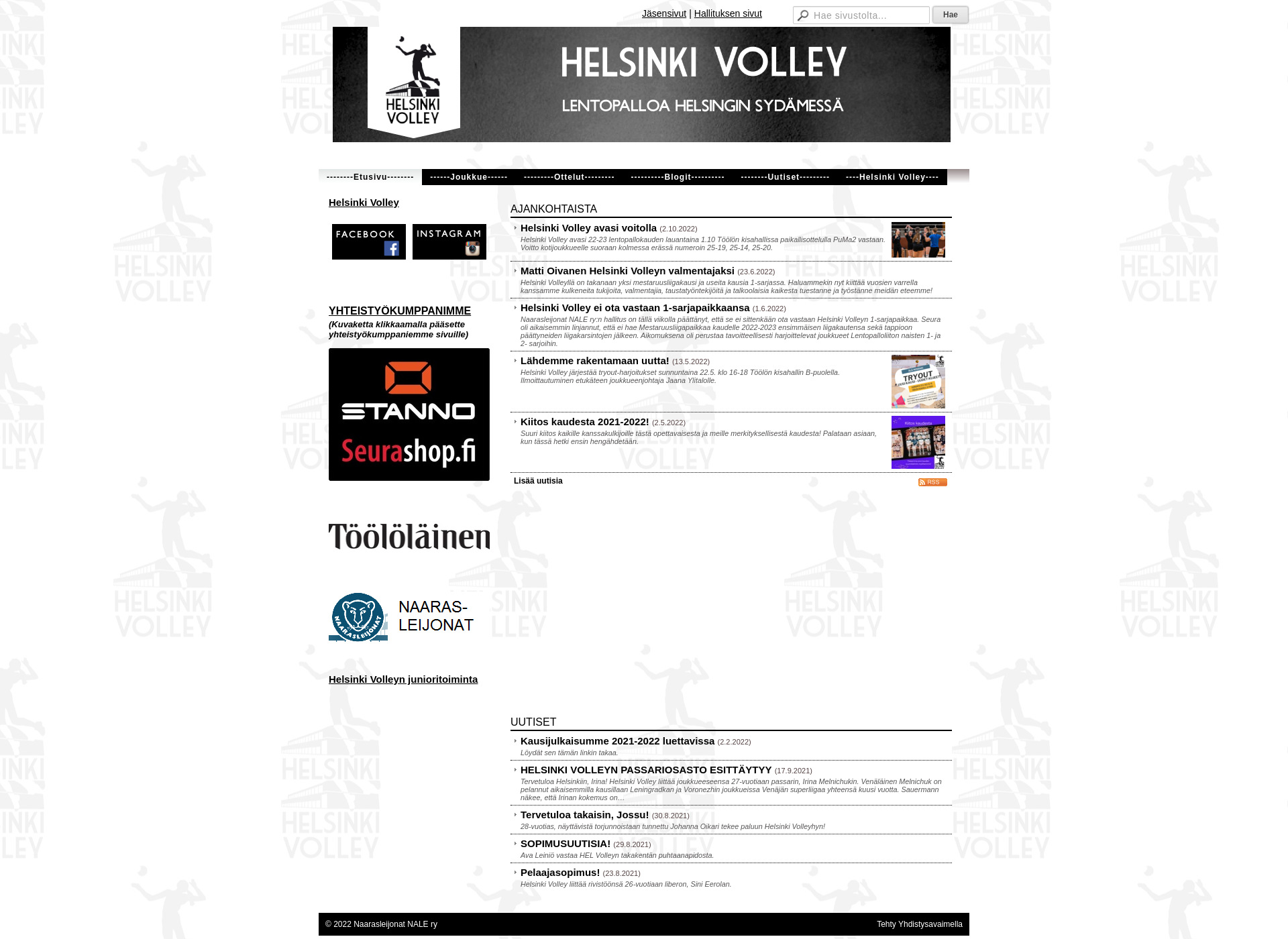 Screenshot for helsinkivolley.fi