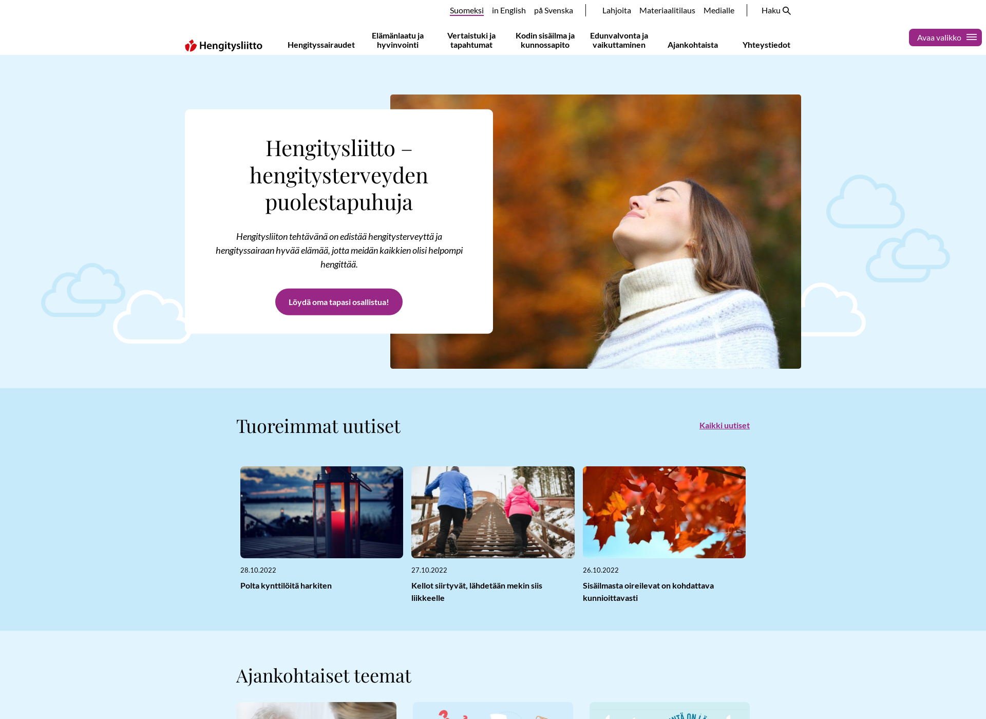 Screenshot for hengitysliitto.fi
