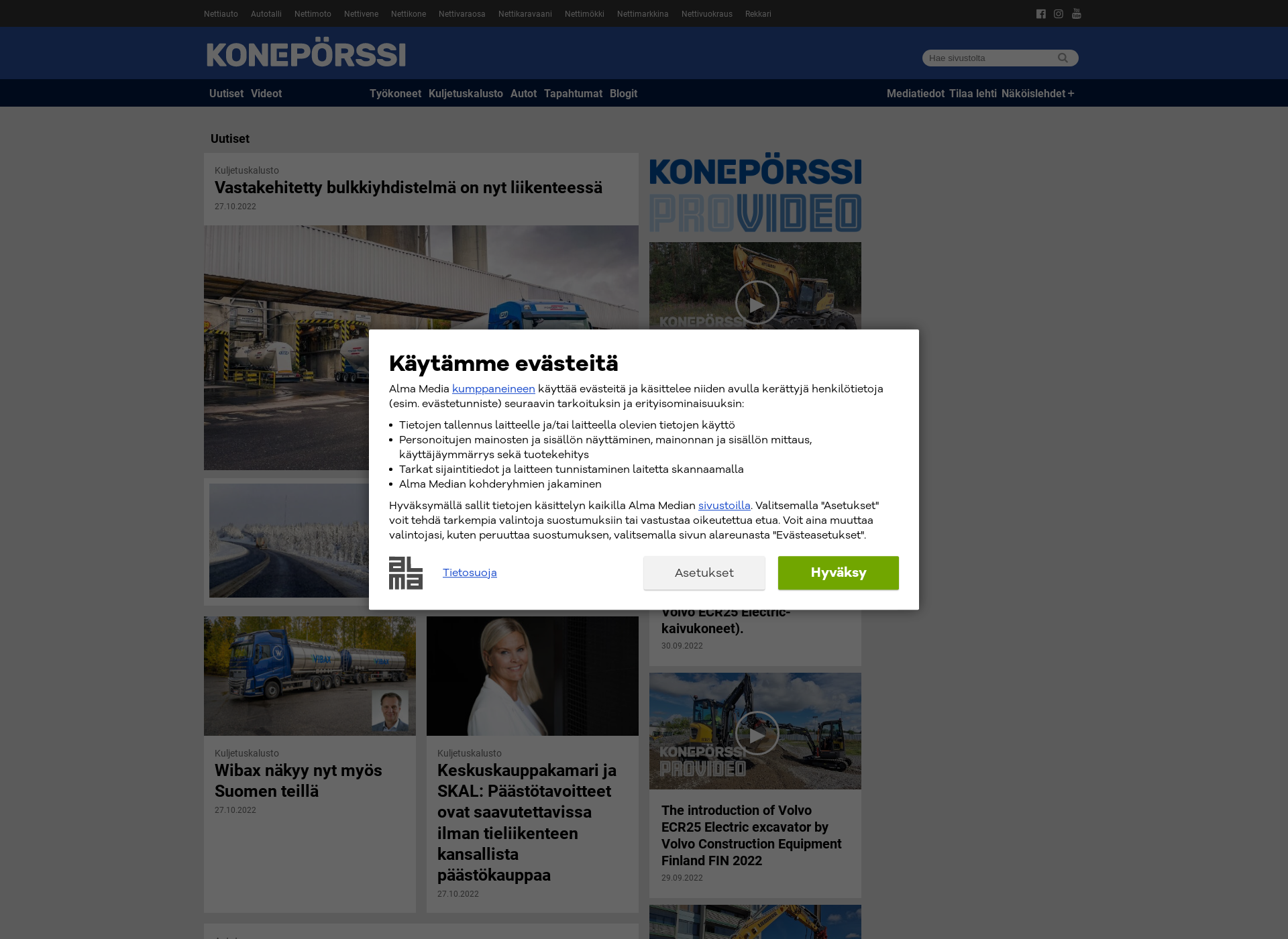 Skärmdump för henkilokuljetus.fi