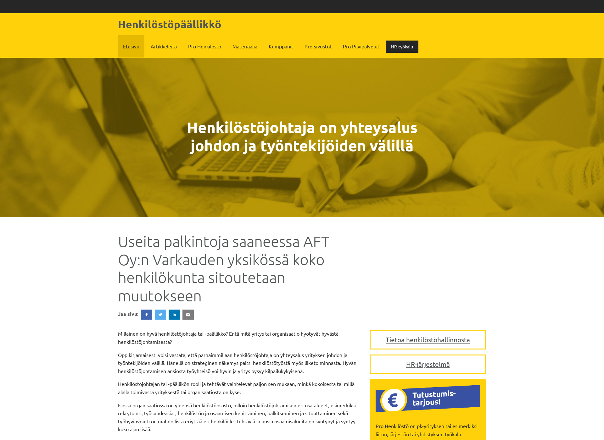 Skärmdump för henkilostopaallikko.fi