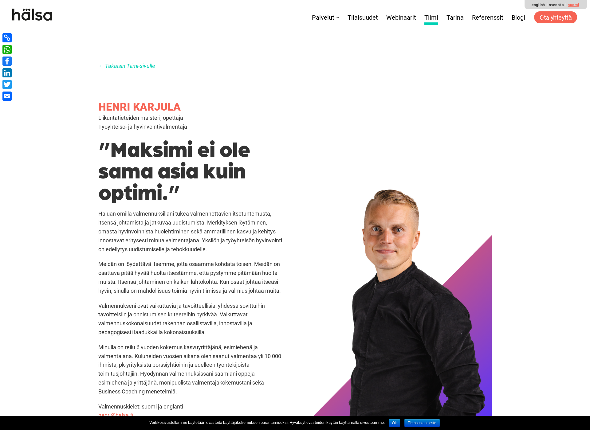 Skärmdump för henrikarjula.fi
