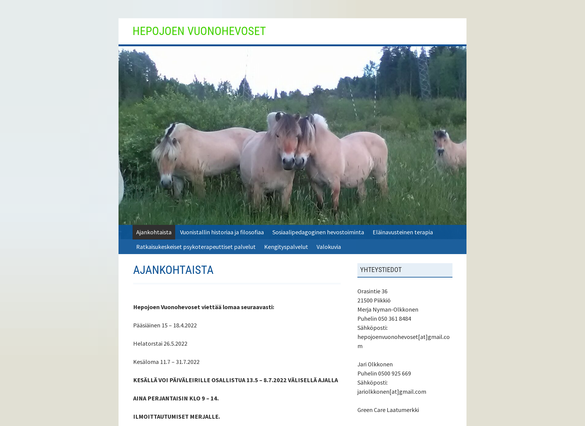 Skärmdump för hepojoenvuonohevoset.fi
