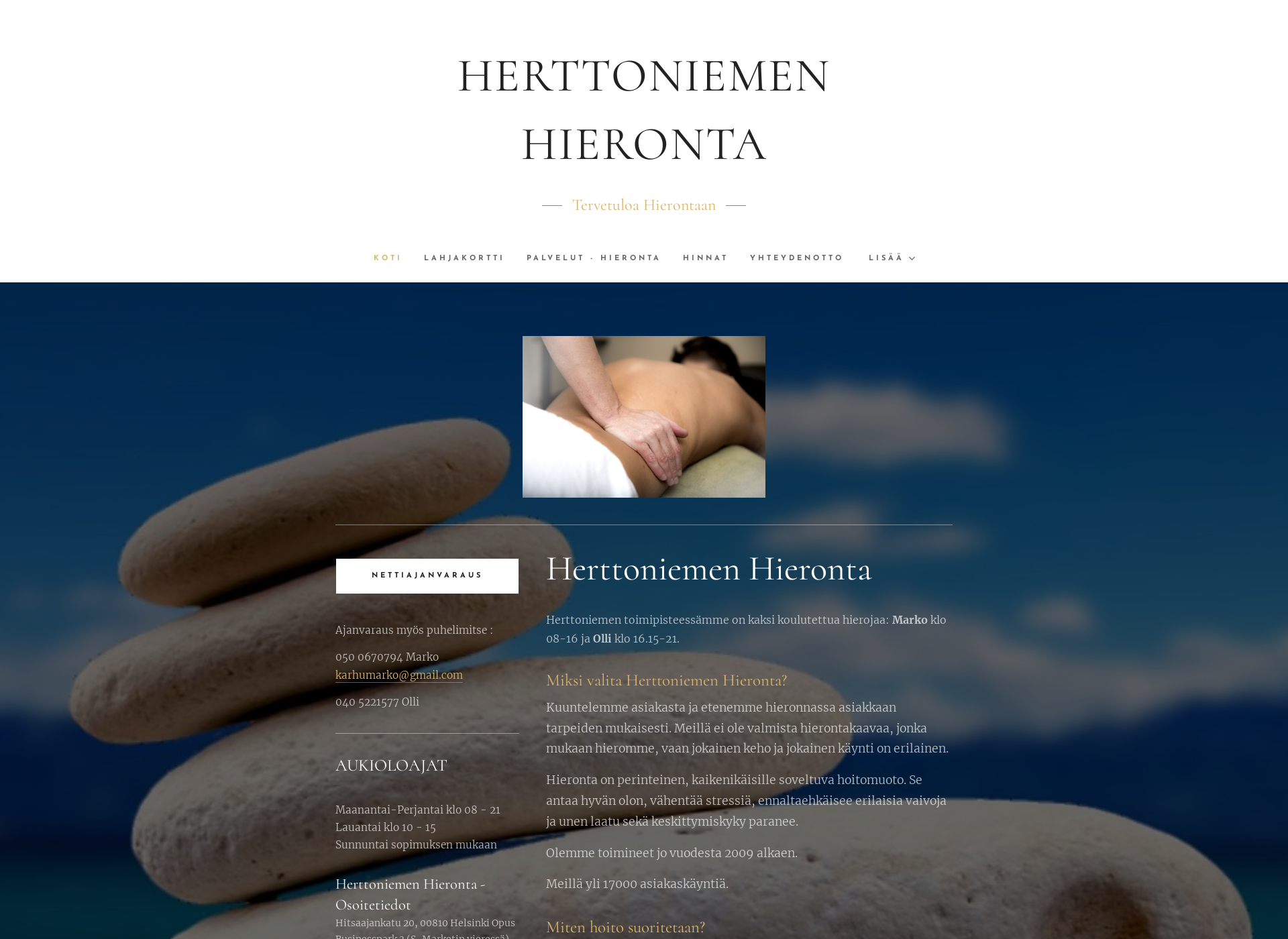 Screenshot for herttoniemenhieronta.fi