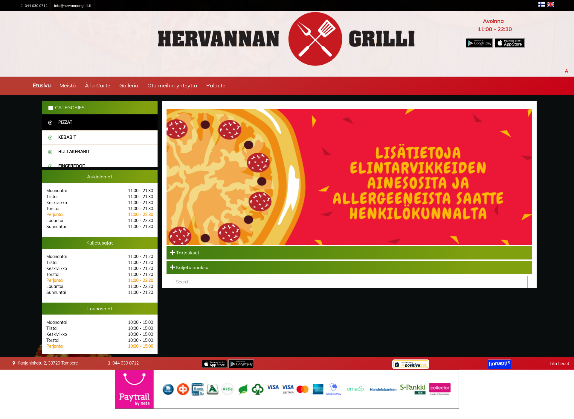 Screenshot for hervannangrilli.fi