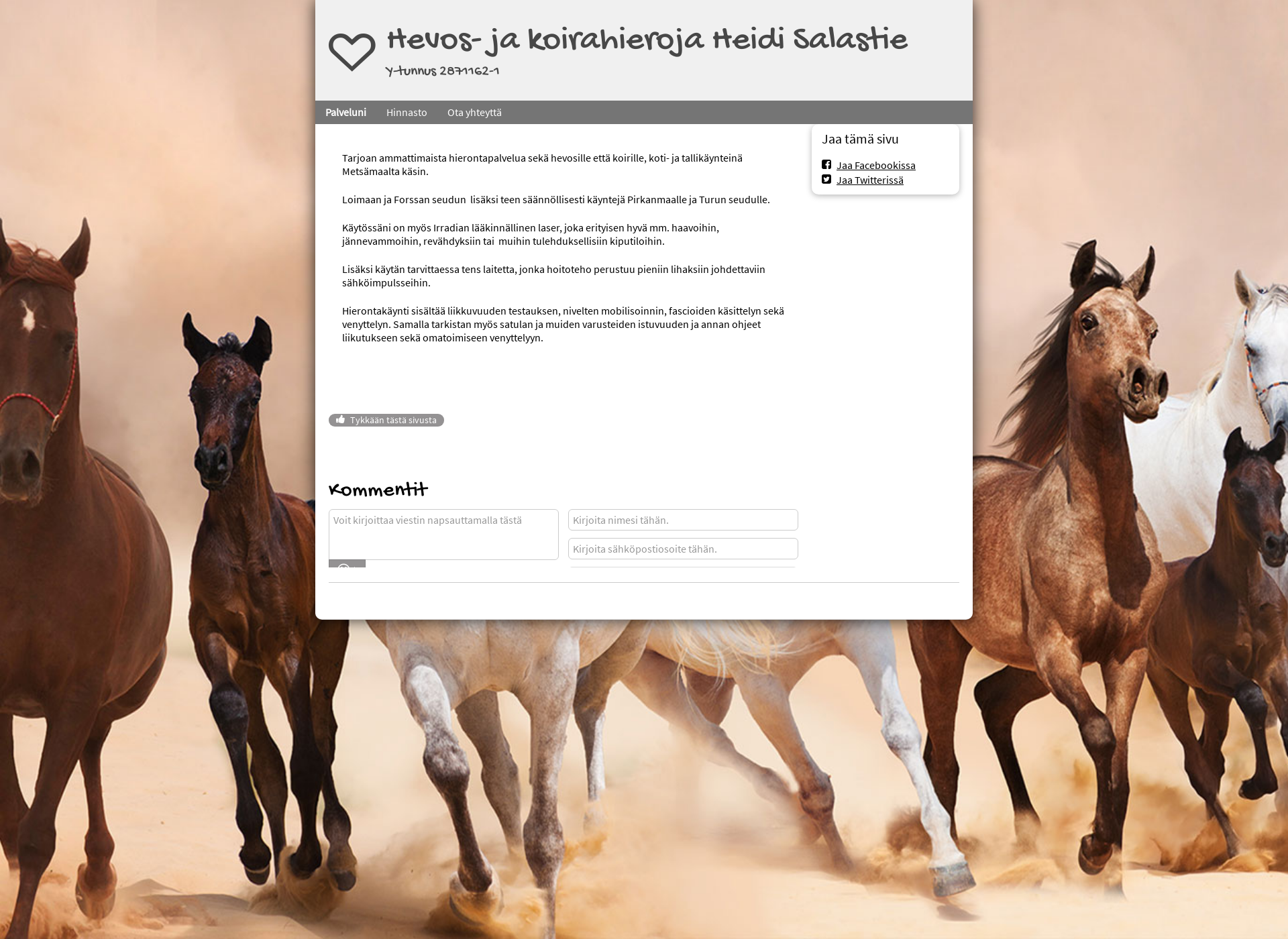 Screenshot for hevos-ja-koirahieronta.fi