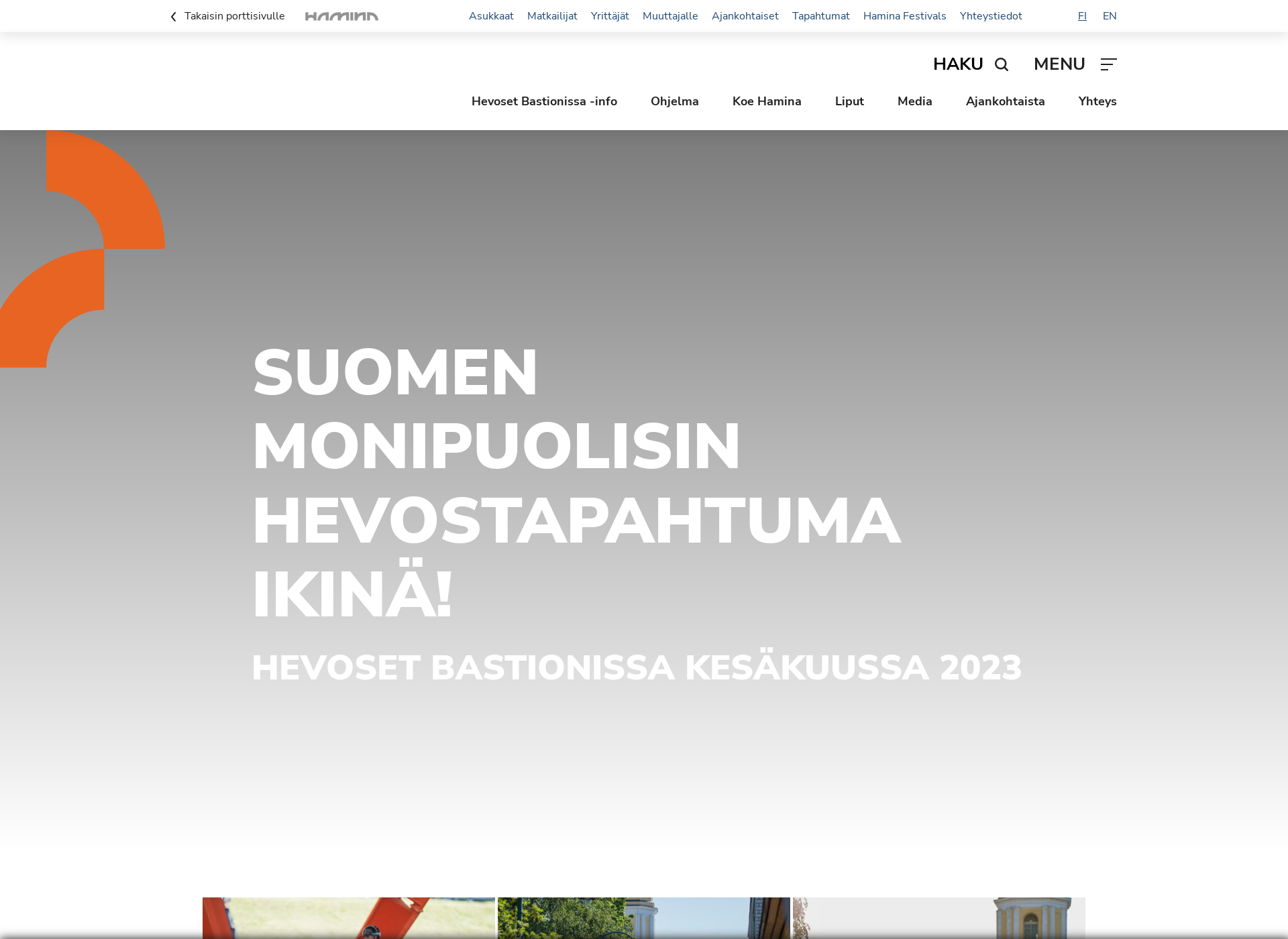 Skärmdump för hevosetbastionissa.fi