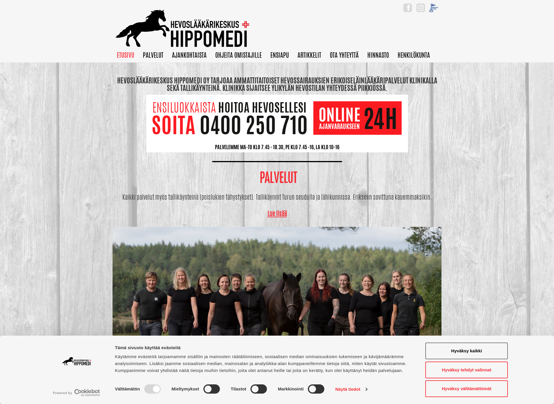 Screenshot for hevoslääkäri.fi