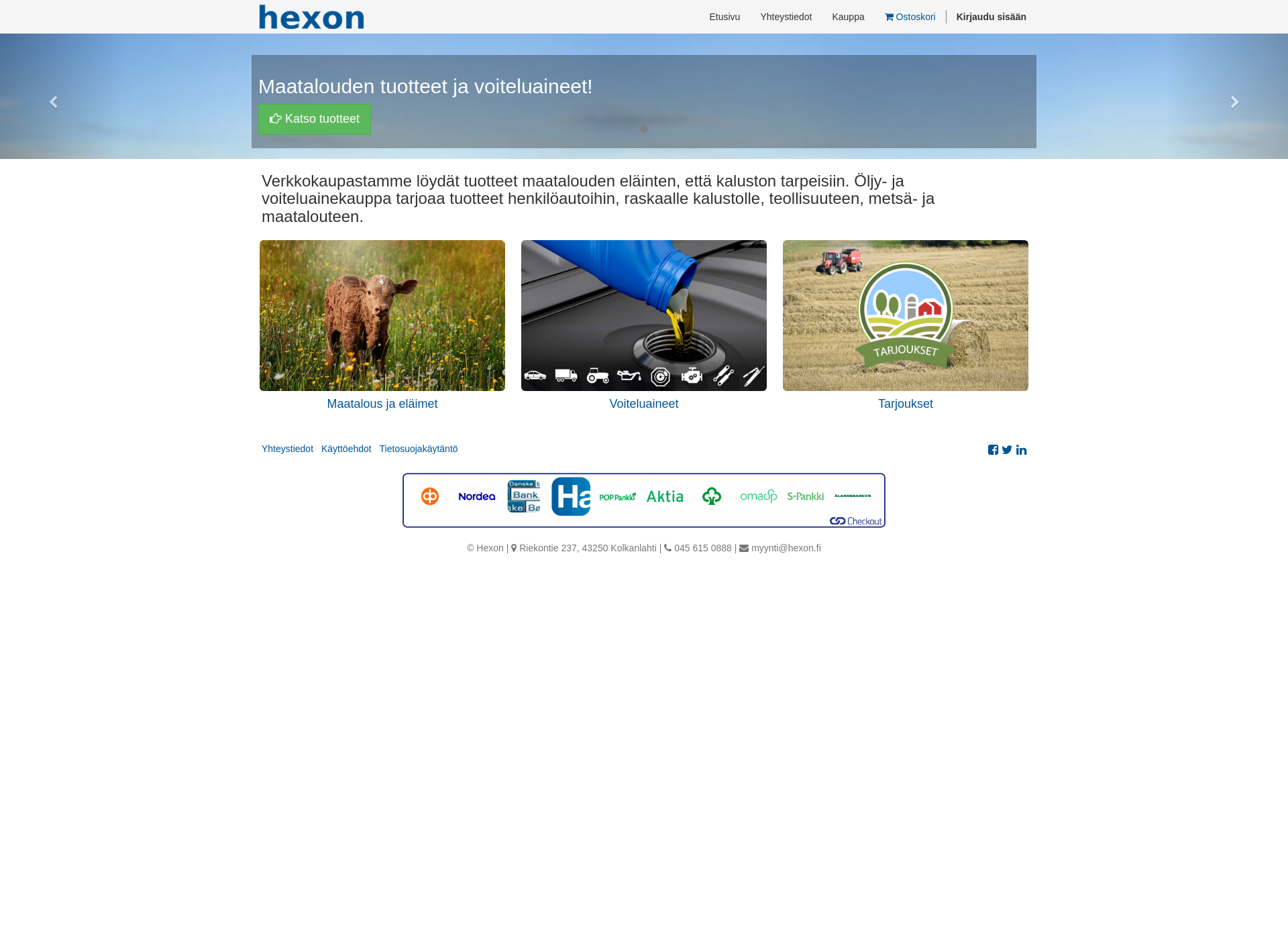 Skärmdump för hexon.fi