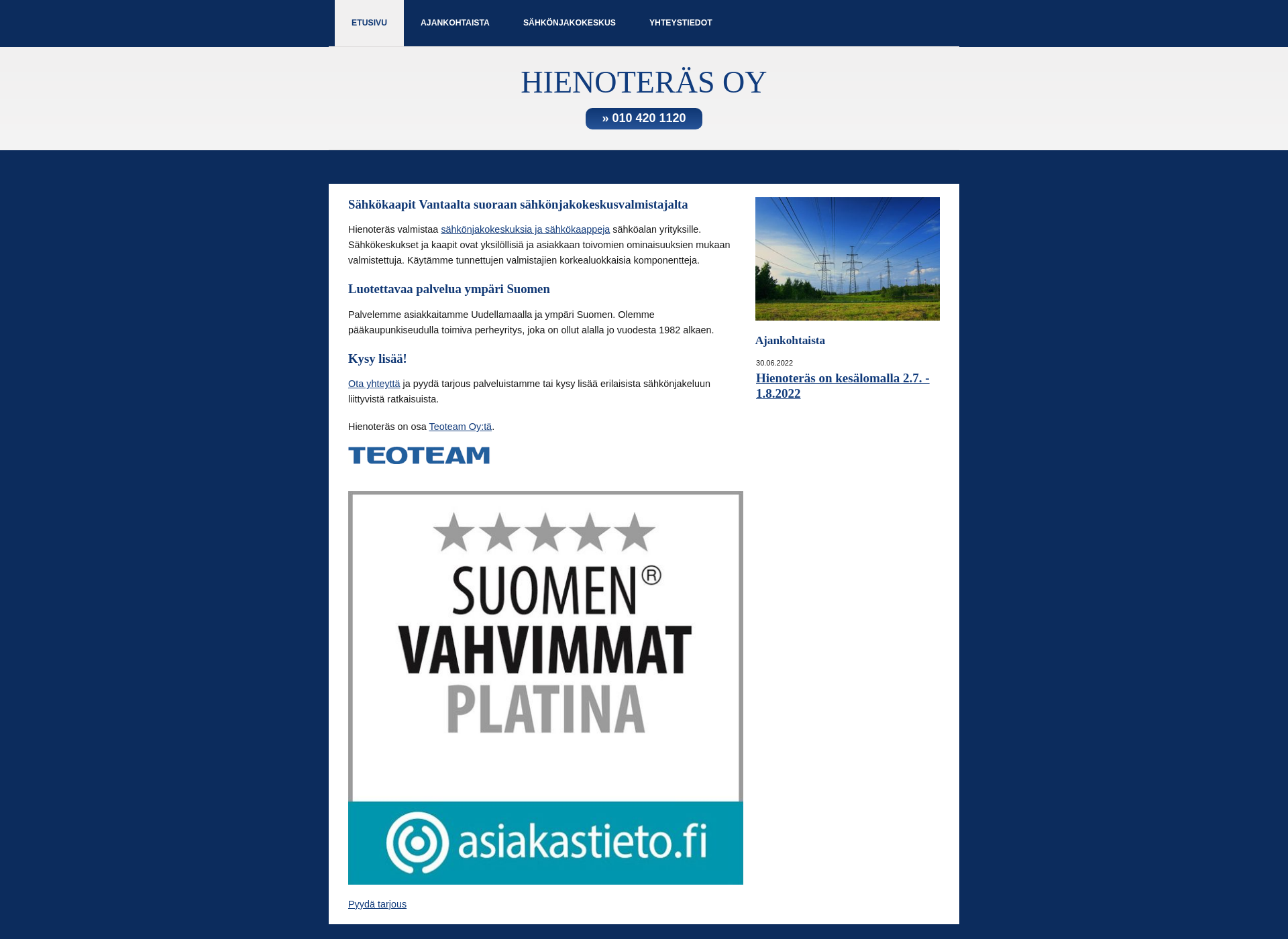 Screenshot for hienoteras.fi