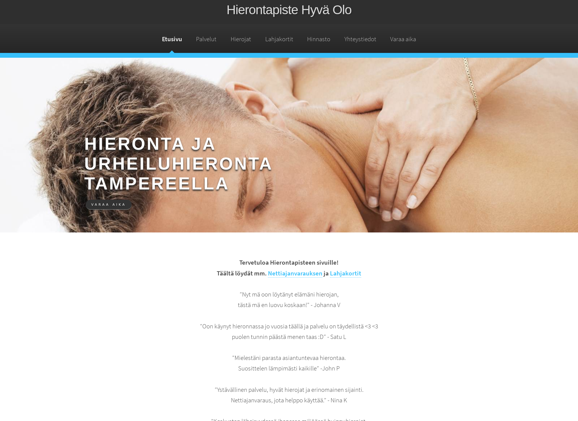 Screenshot for hieroja-tampere.fi
