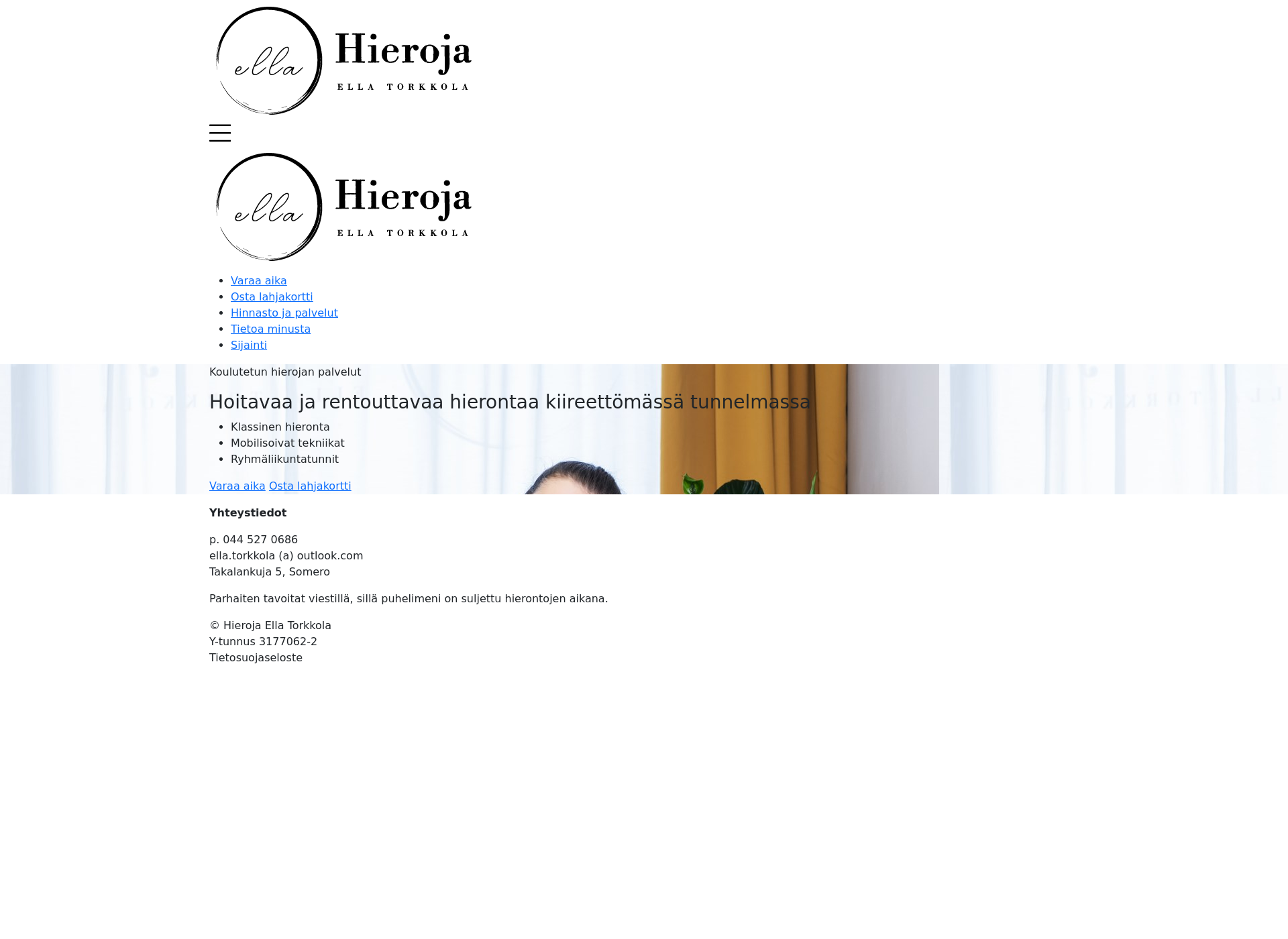 Screenshot for hierojaellatorkkola.fi