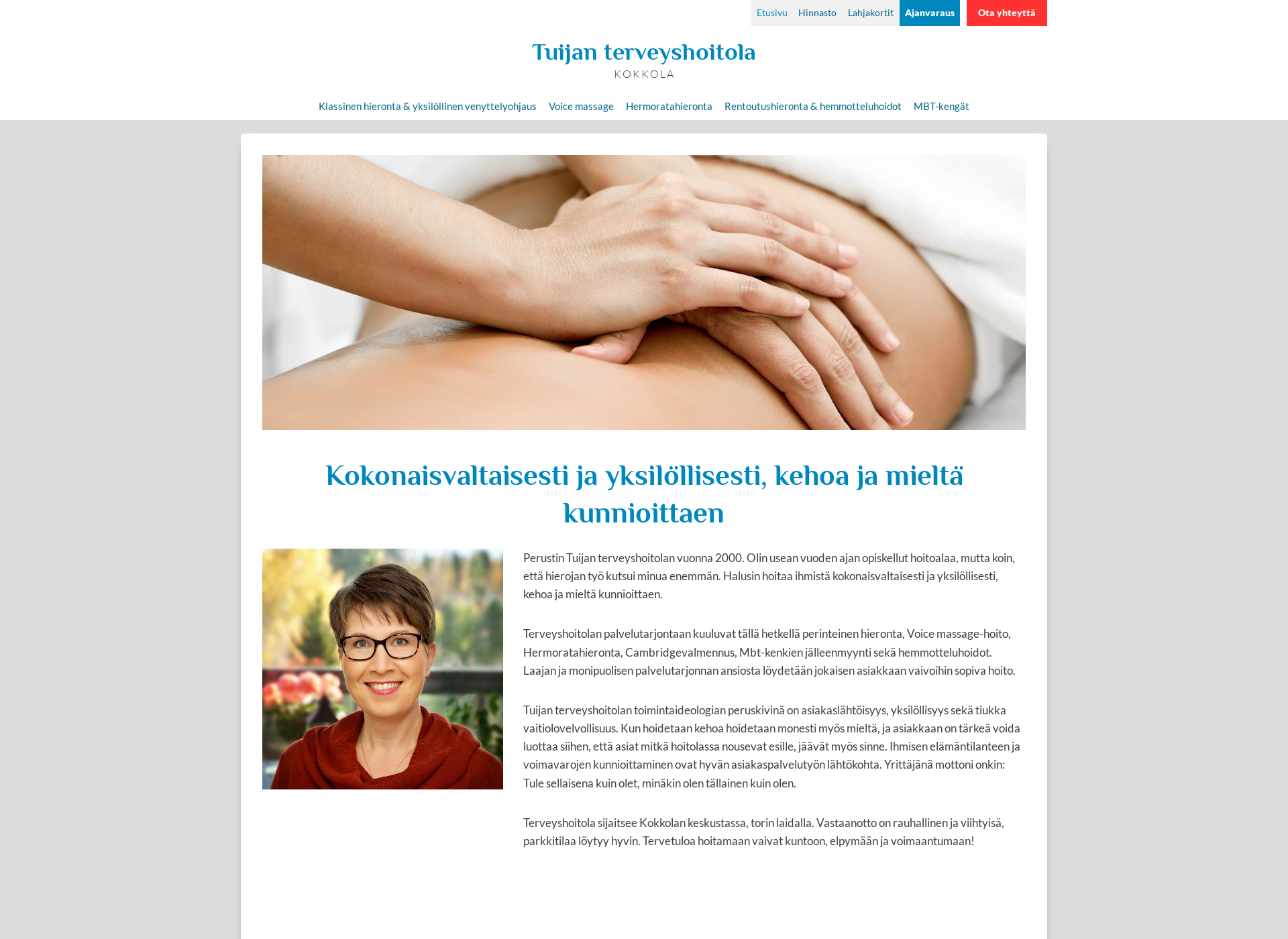 Skärmdump för hierojakokkola.fi