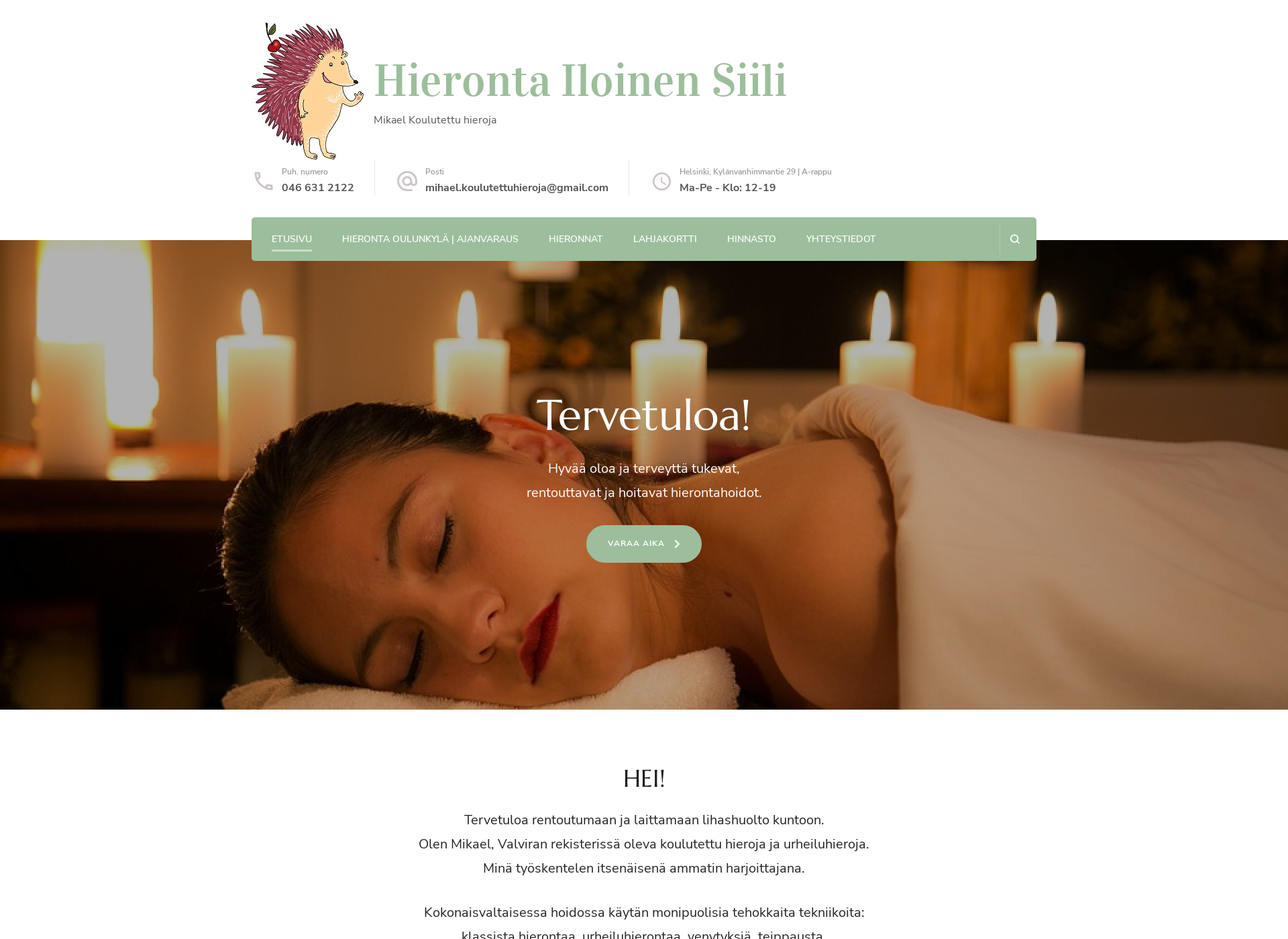 Screenshot for hieronta-is.fi