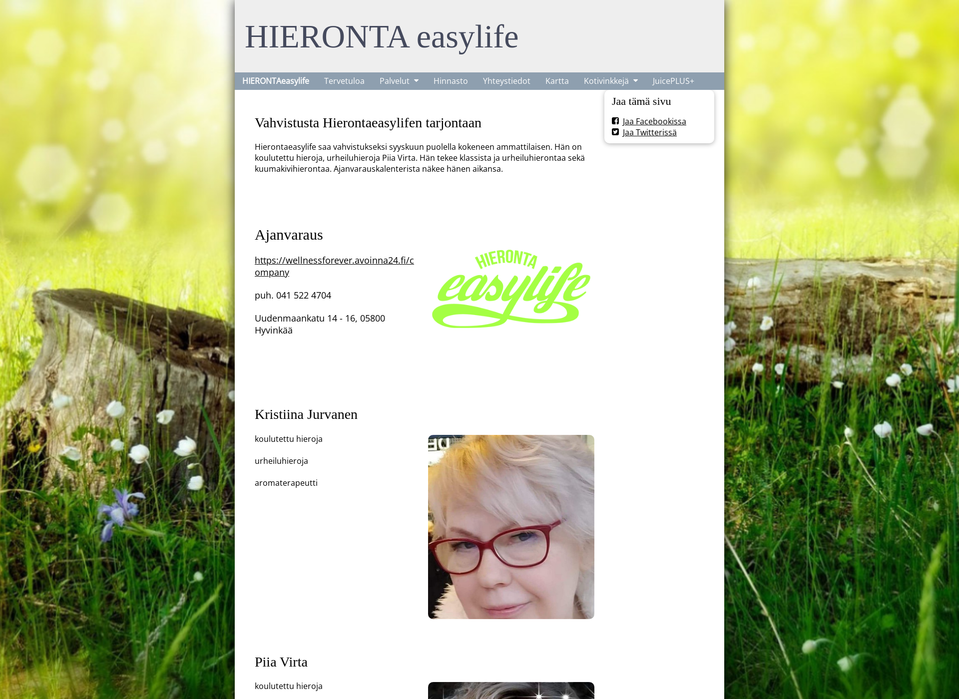 Skärmdump för hierontaeasylife.fi