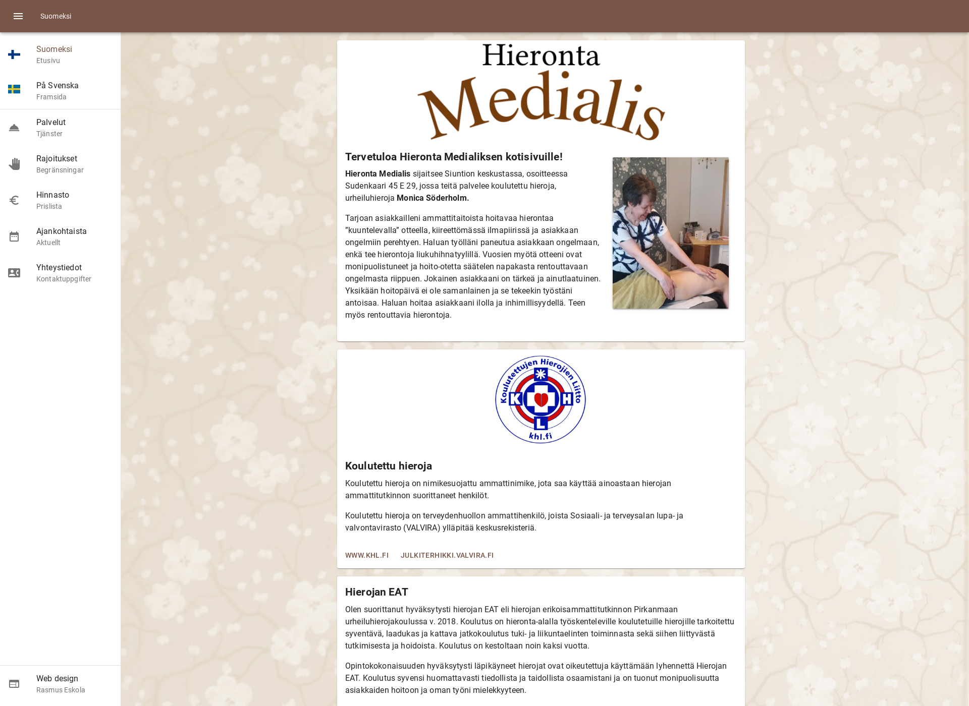 Screenshot for hierontamedialis.fi