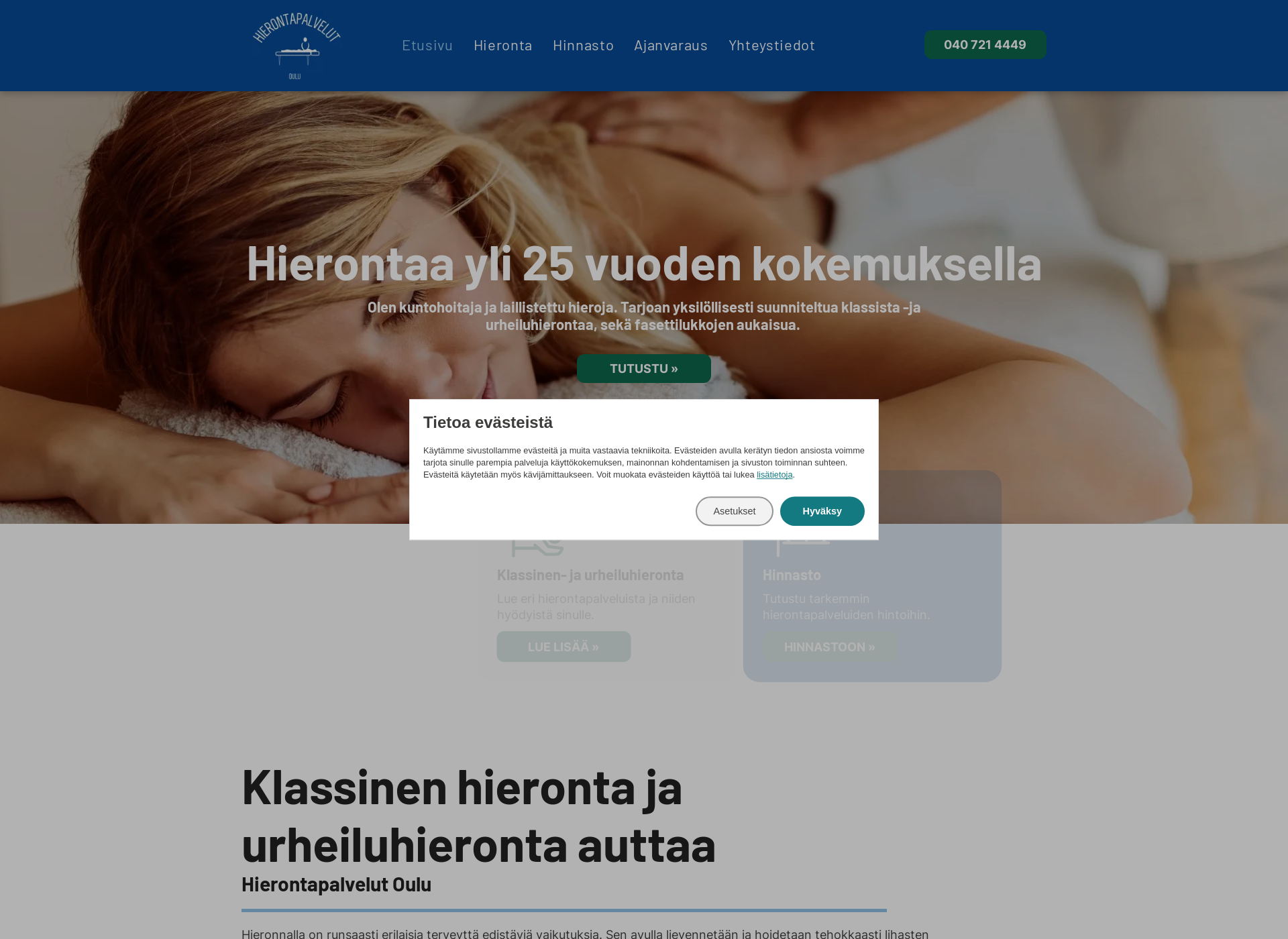 Näyttökuva hierontapalvelutoulu.fi
