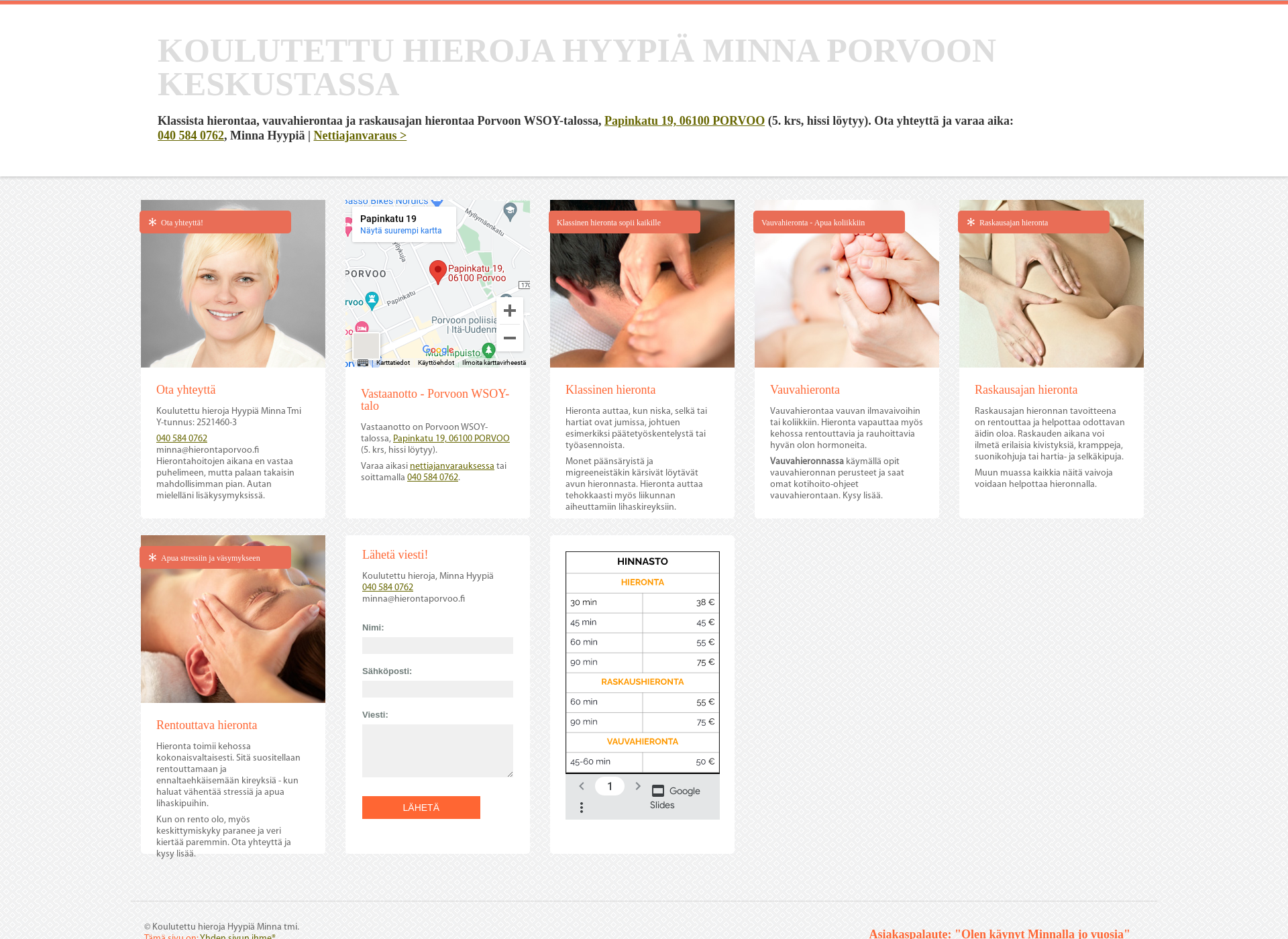Screenshot for hierontaporvoo.fi