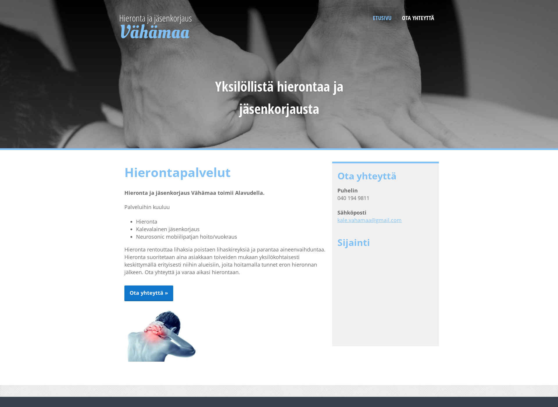 Skärmdump för hierontavahamaa.fi