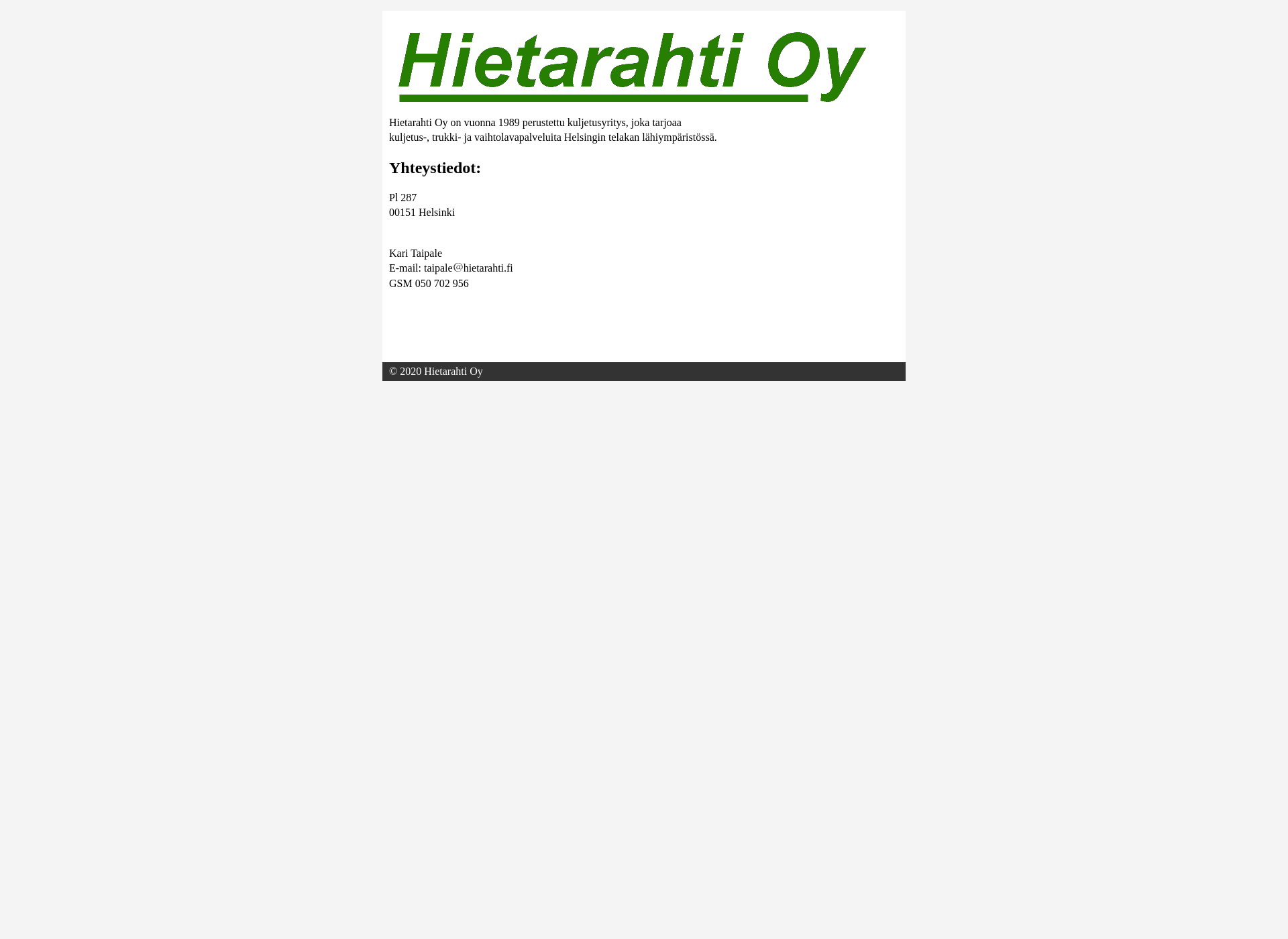 Skärmdump för hietarahti.fi