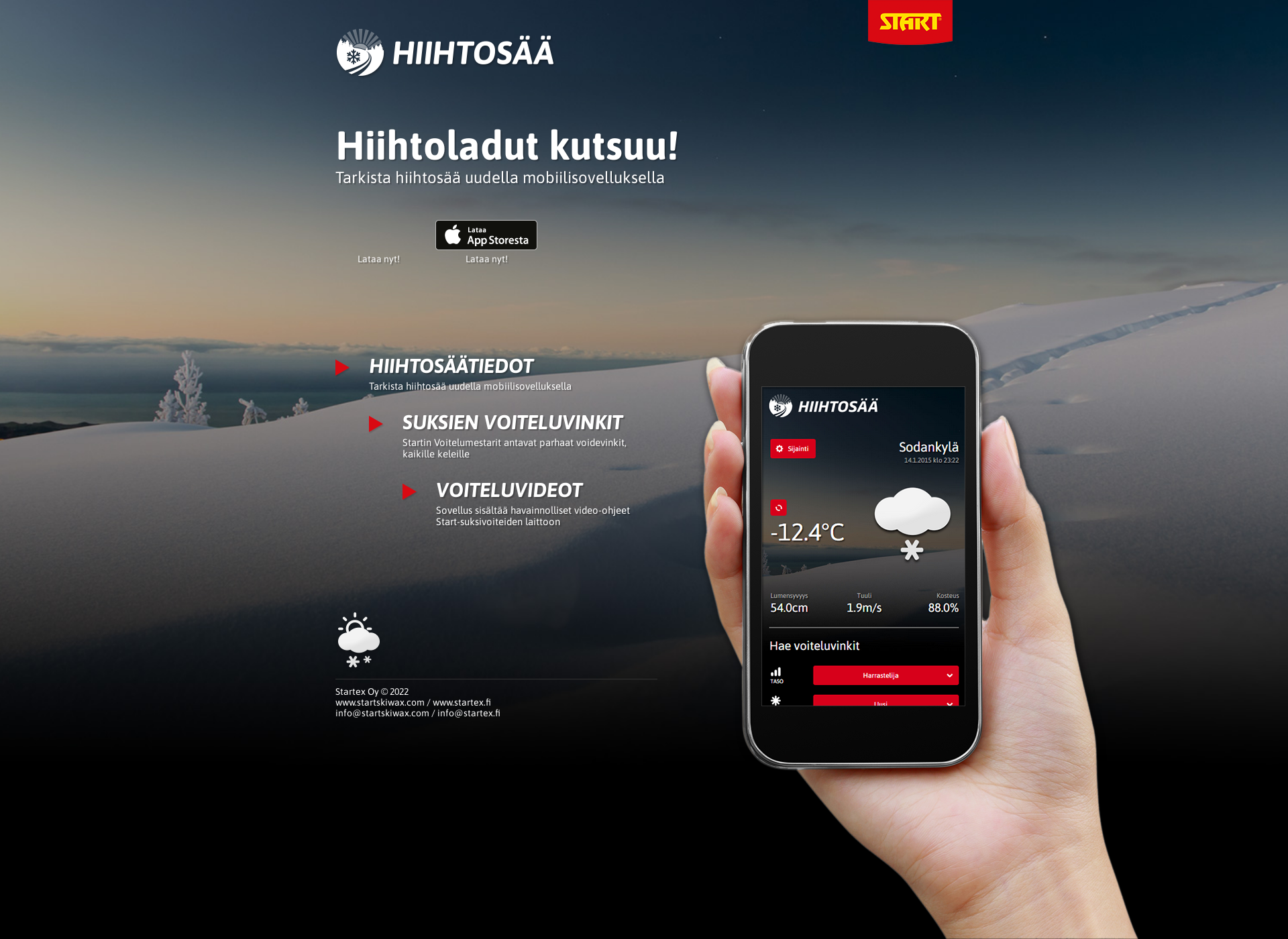 Skärmdump för hiihtosaa.fi