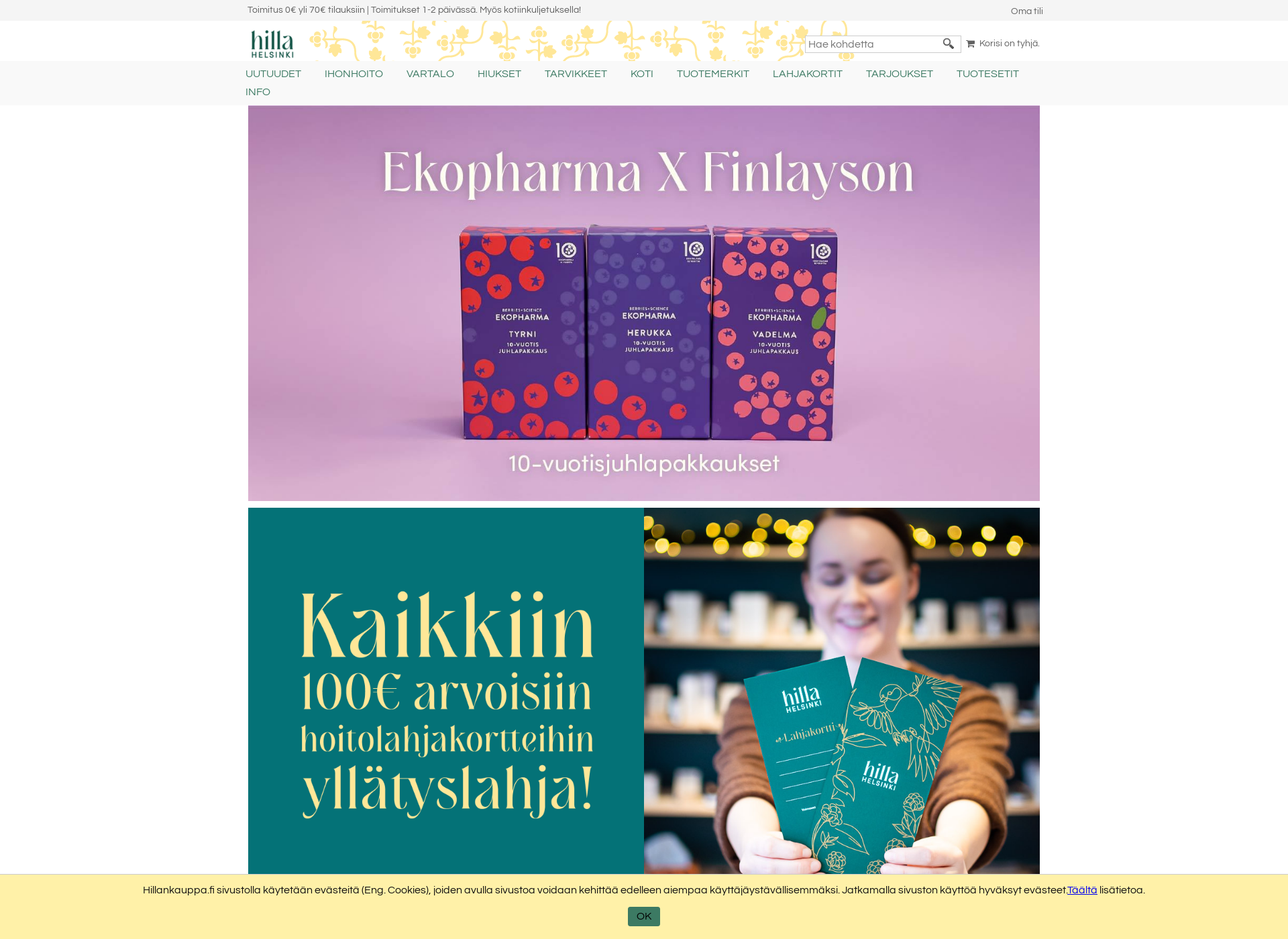 Skärmdump för hillankauppa.fi