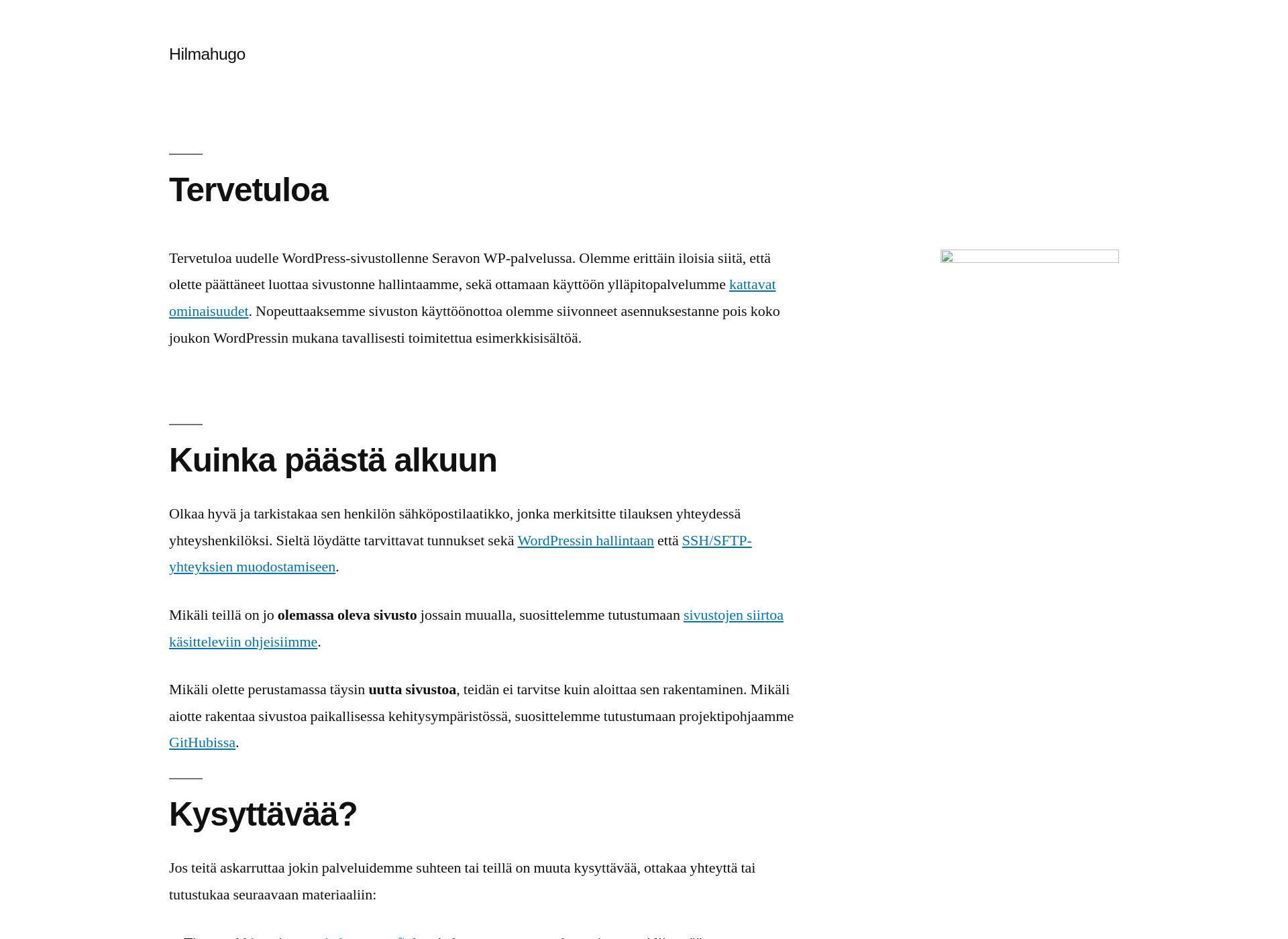 Skärmdump för hilmahugo.fi